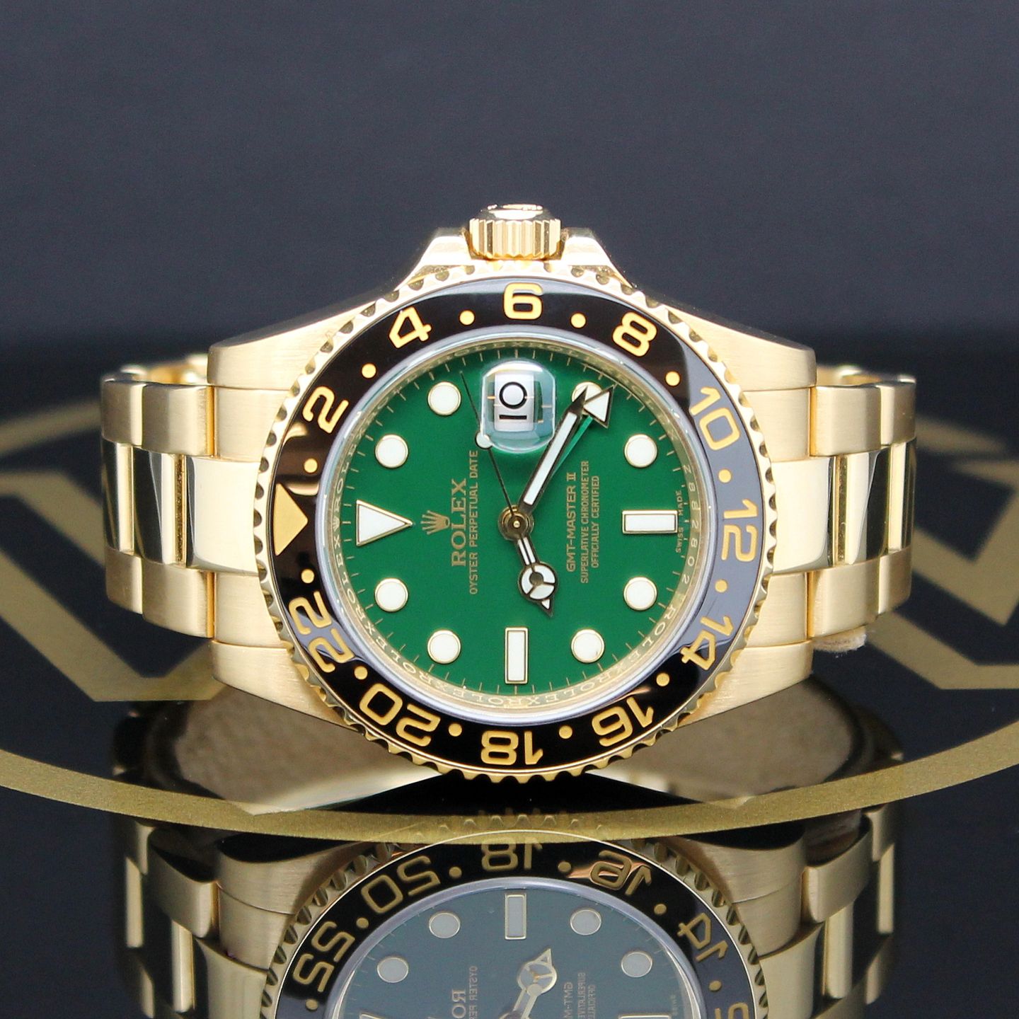 Rolex GMT-Master II 116718LN (2007) - Green dial 40 mm Yellow Gold case (2/7)