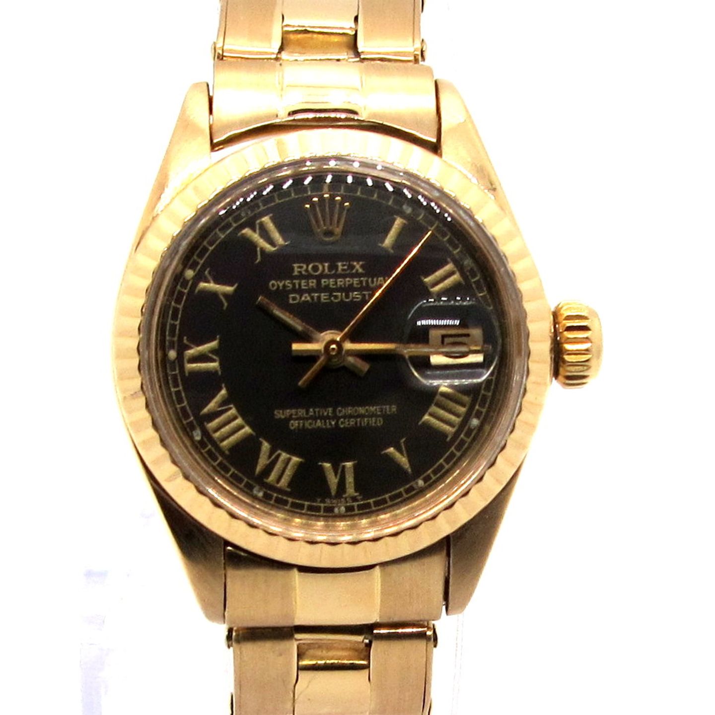 Rolex Lady-Datejust 6917 (1976) - Zwart wijzerplaat 26mm Geelgoud (1/5)