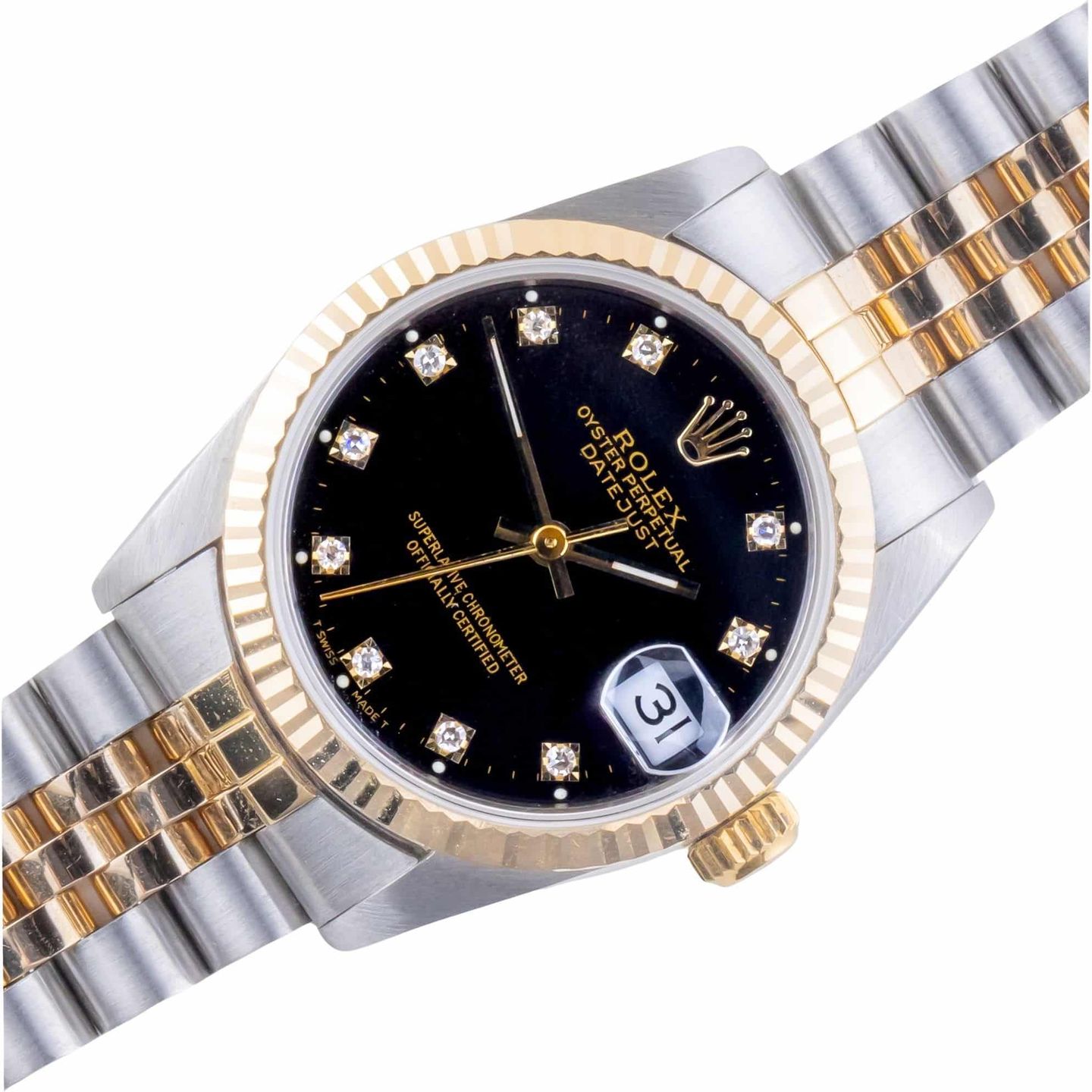 Rolex Datejust 31 68273 (1990) - Black dial 31 mm Gold/Steel case (1/8)