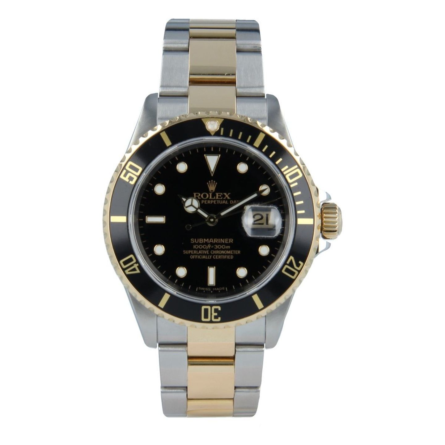 Rolex Submariner Date 16613 (1991) - Zwart wijzerplaat 40mm Goud/Staal (1/1)