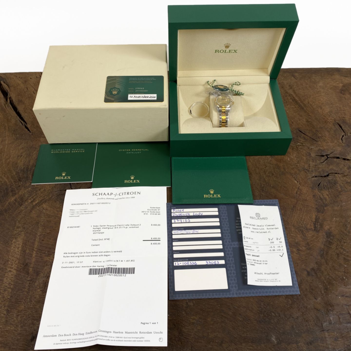 Rolex Lady-Datejust 279163 (2021) - Gold dial 28 mm Gold/Steel case (6/6)