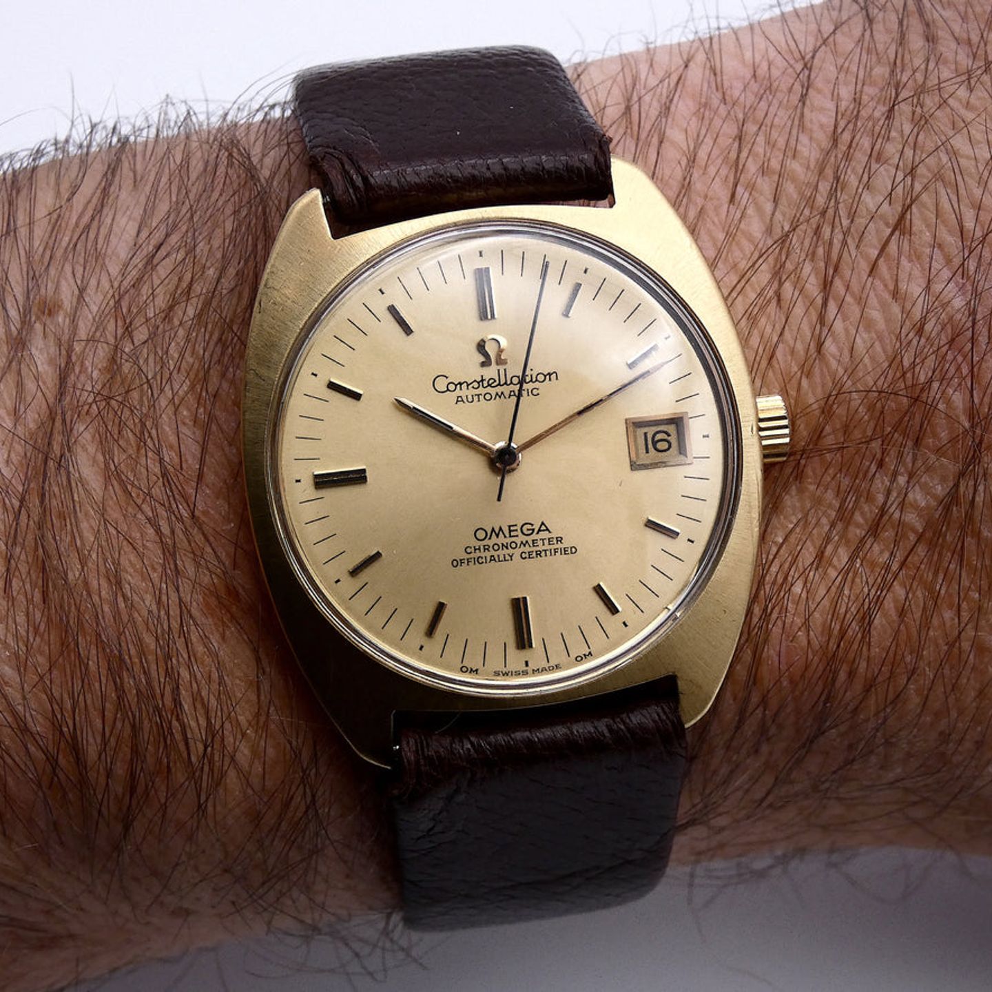 Omega Constellation 168.053 (1970) - Gold dial Unknown Yellow Gold case (5/6)