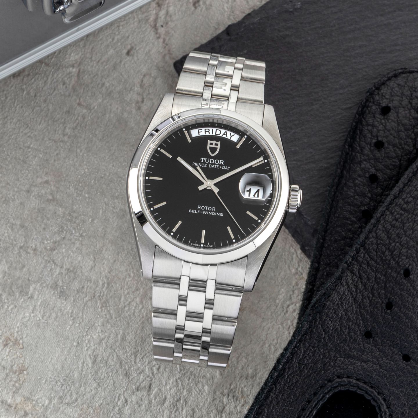 Tudor Prince Date 76200 (2005) - Black dial 36 mm Steel case (1/8)