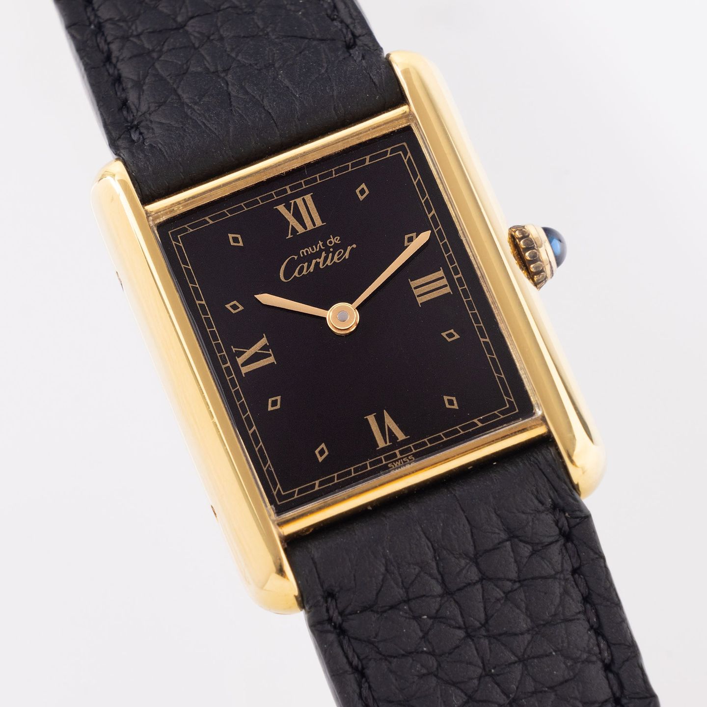 Cartier Tank 59005 (1990) - Zwart wijzerplaat 31mm Zilver (1/7)