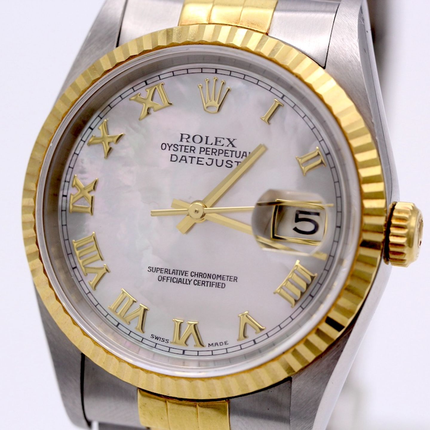 Rolex Datejust 36 16233 (1994) - Pearl dial 36 mm Gold/Steel case (5/8)