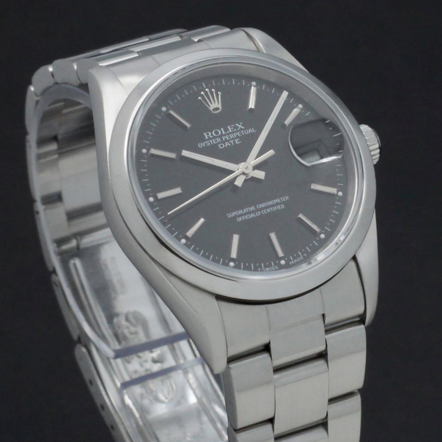 Rolex Oyster Perpetual Date 15200 (1998) - Black dial 34 mm Steel case (7/7)