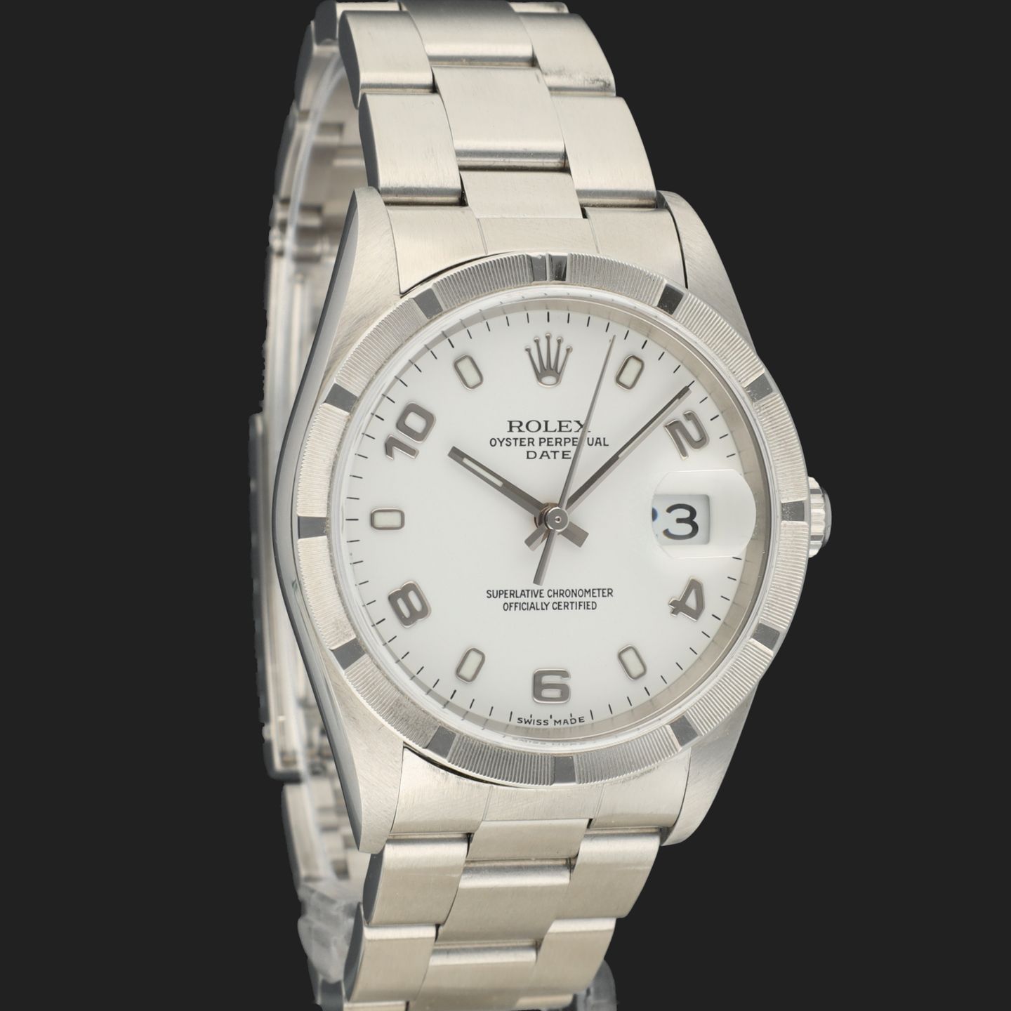 Rolex Oyster Perpetual Date 15210 (2004) - Wit wijzerplaat 34mm Staal (4/8)