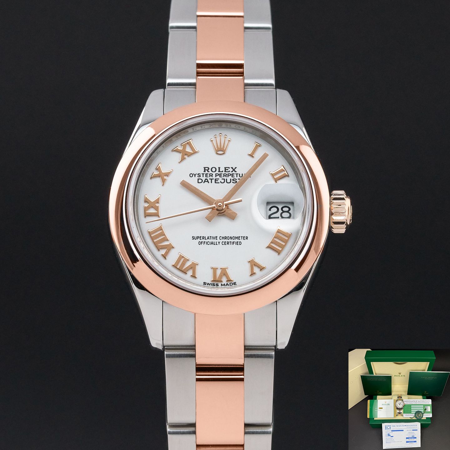 Rolex Lady-Datejust 279161 (2018) - Wit wijzerplaat 28mm Goud/Staal (1/8)
