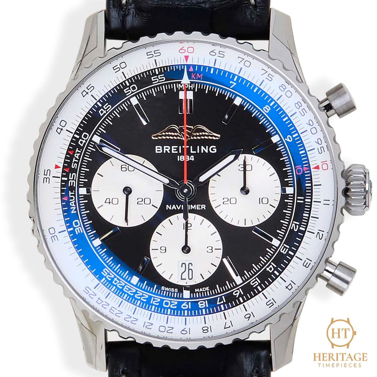 Breitling Navitimer 1 B01 Chronograph AB0138 (Unknown (random serial)) - Black dial 43 mm Steel case (2/8)