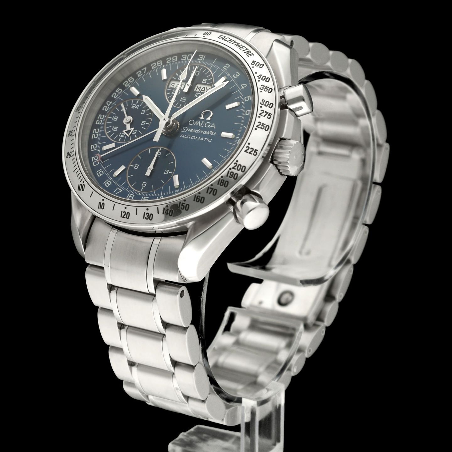 Omega Speedmaster Day Date 3523.80.00 (2000) - Blue dial 39 mm Steel case (5/8)