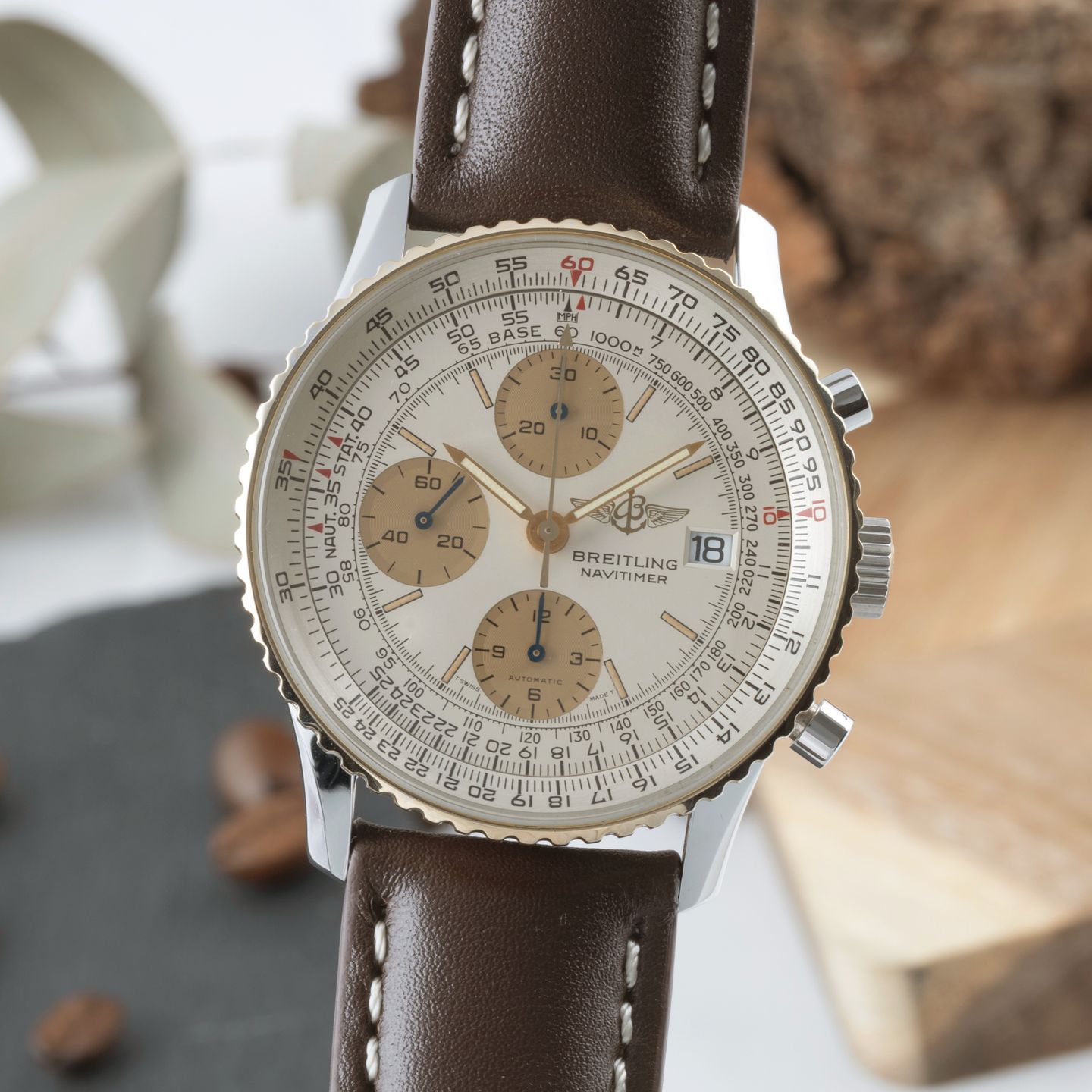 Breitling Old Navitimer 81610 (1992) - Zilver wijzerplaat 41mm Goud/Staal (3/8)