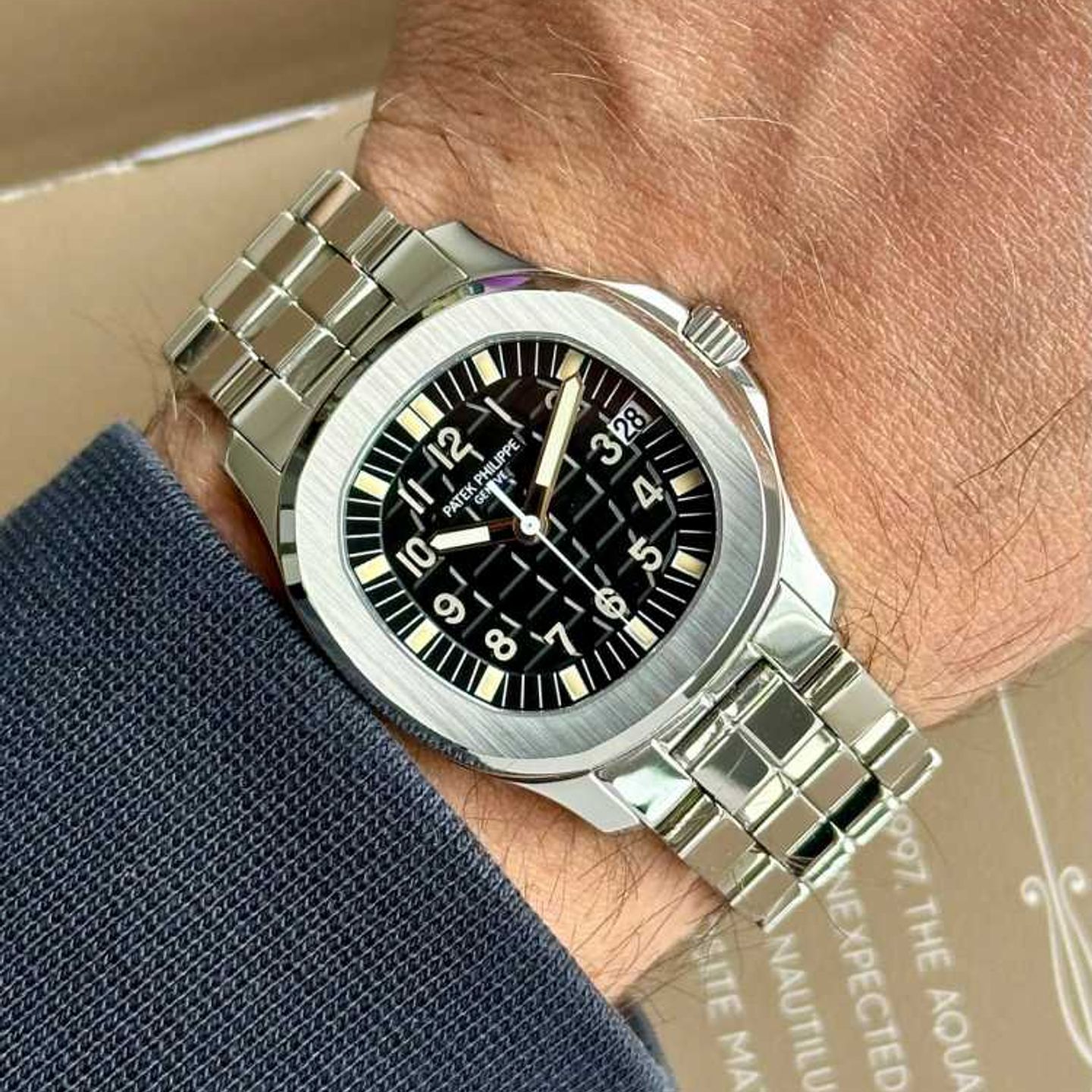 Patek Philippe Aquanaut 5066 (2000) - Zwart wijzerplaat 36mm Staal (8/8)