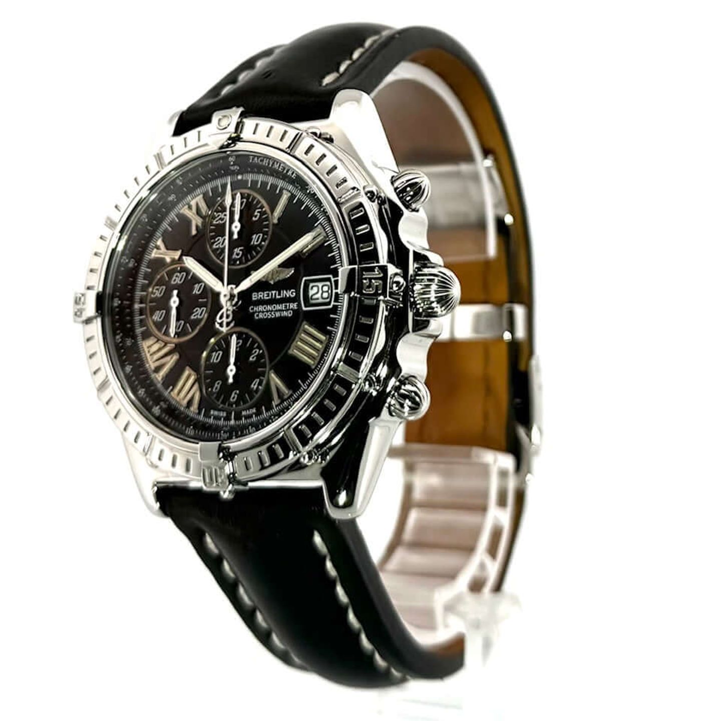 Breitling Crosswind Racing A13355 (2001) - Zwart wijzerplaat 43mm Staal (3/8)