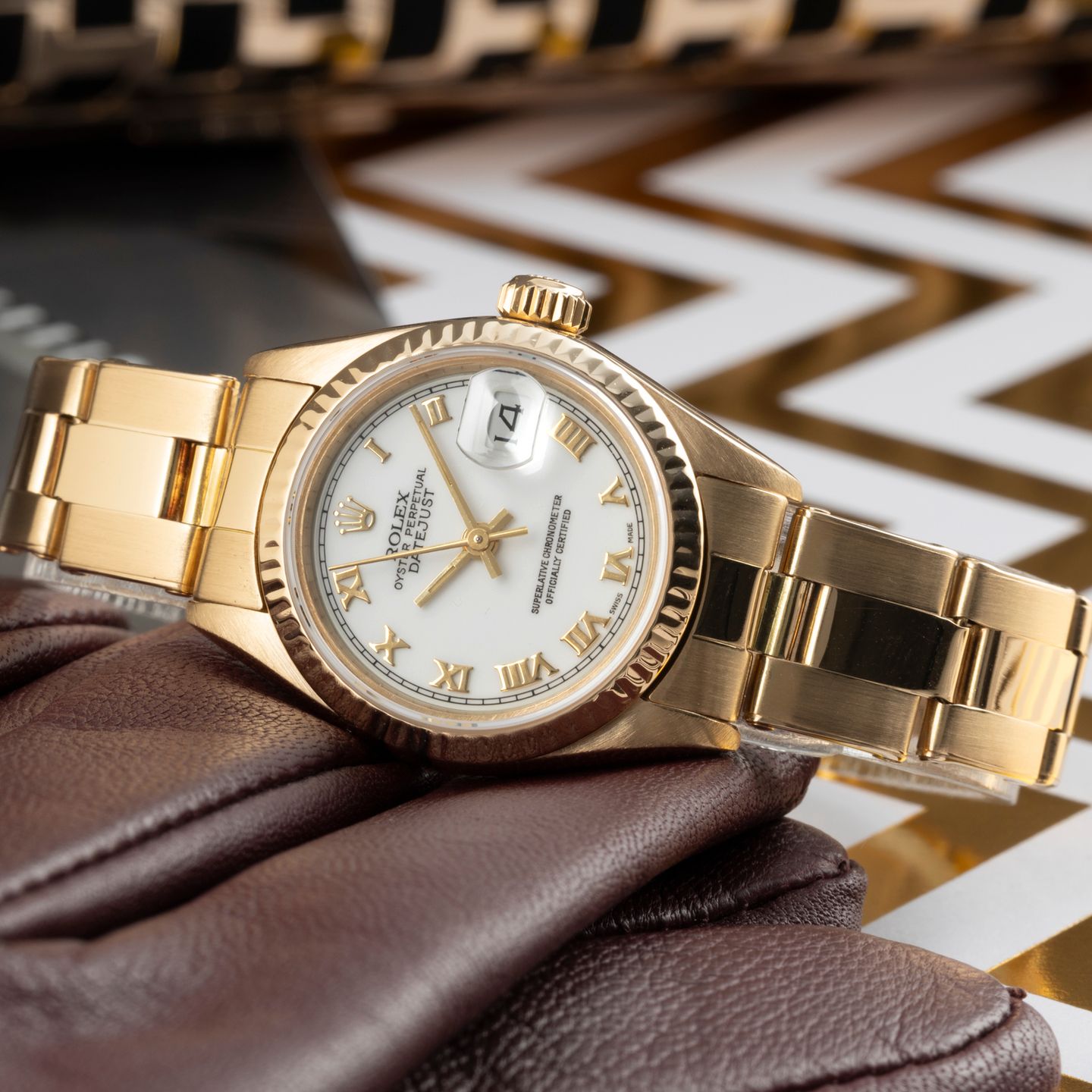 Rolex Lady-Datejust 69178 (1986) - White dial 26 mm Yellow Gold case (2/8)