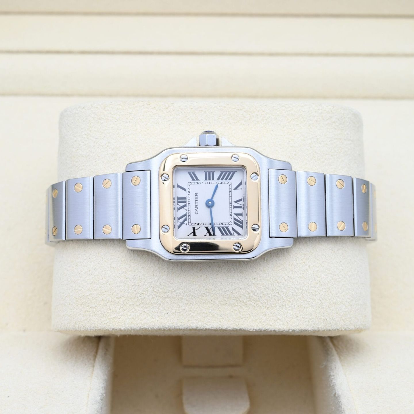 Cartier Santos Galbée 1567 (2001) - White dial 24 mm Gold/Steel case (5/8)