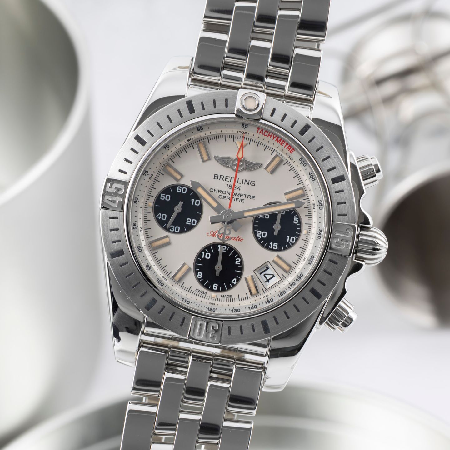 Breitling Chronomat 41 AB0144 (2014) - Zwart wijzerplaat 41mm Staal (3/8)