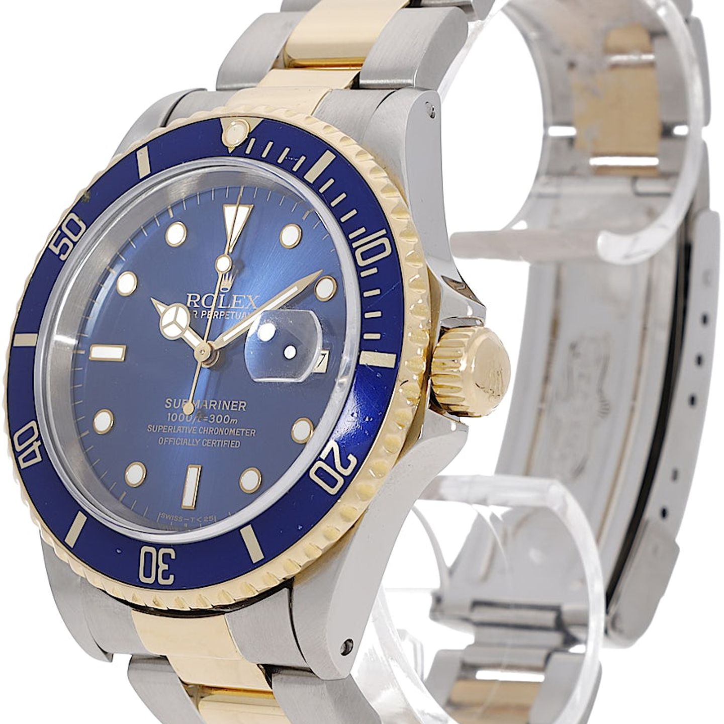 Rolex Submariner Date 16613 (Unknown (random serial)) - Blue dial 40 mm Gold/Steel case (3/5)