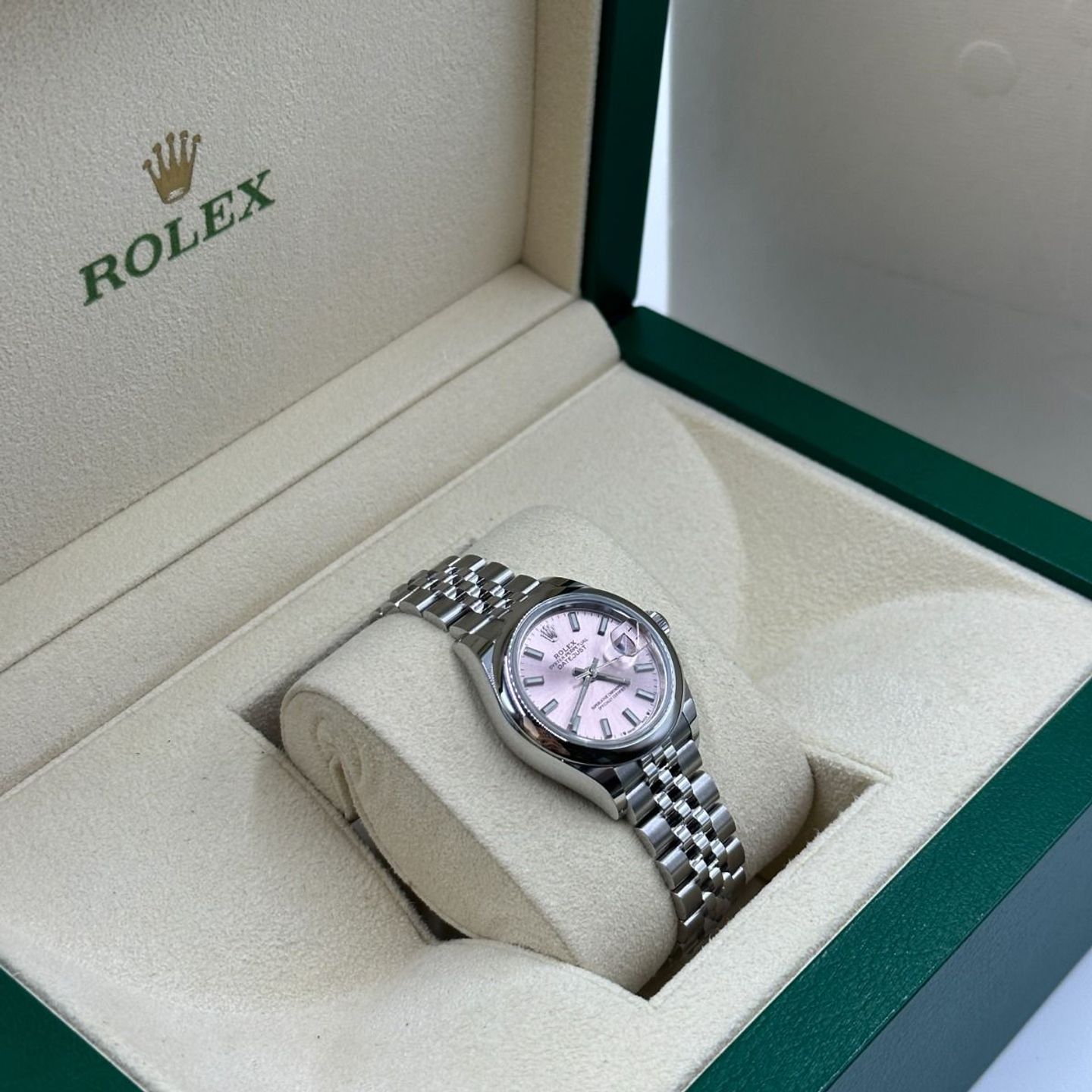 Rolex Lady-Datejust 279160 (2024) - Roze wijzerplaat 28mm Staal (3/8)