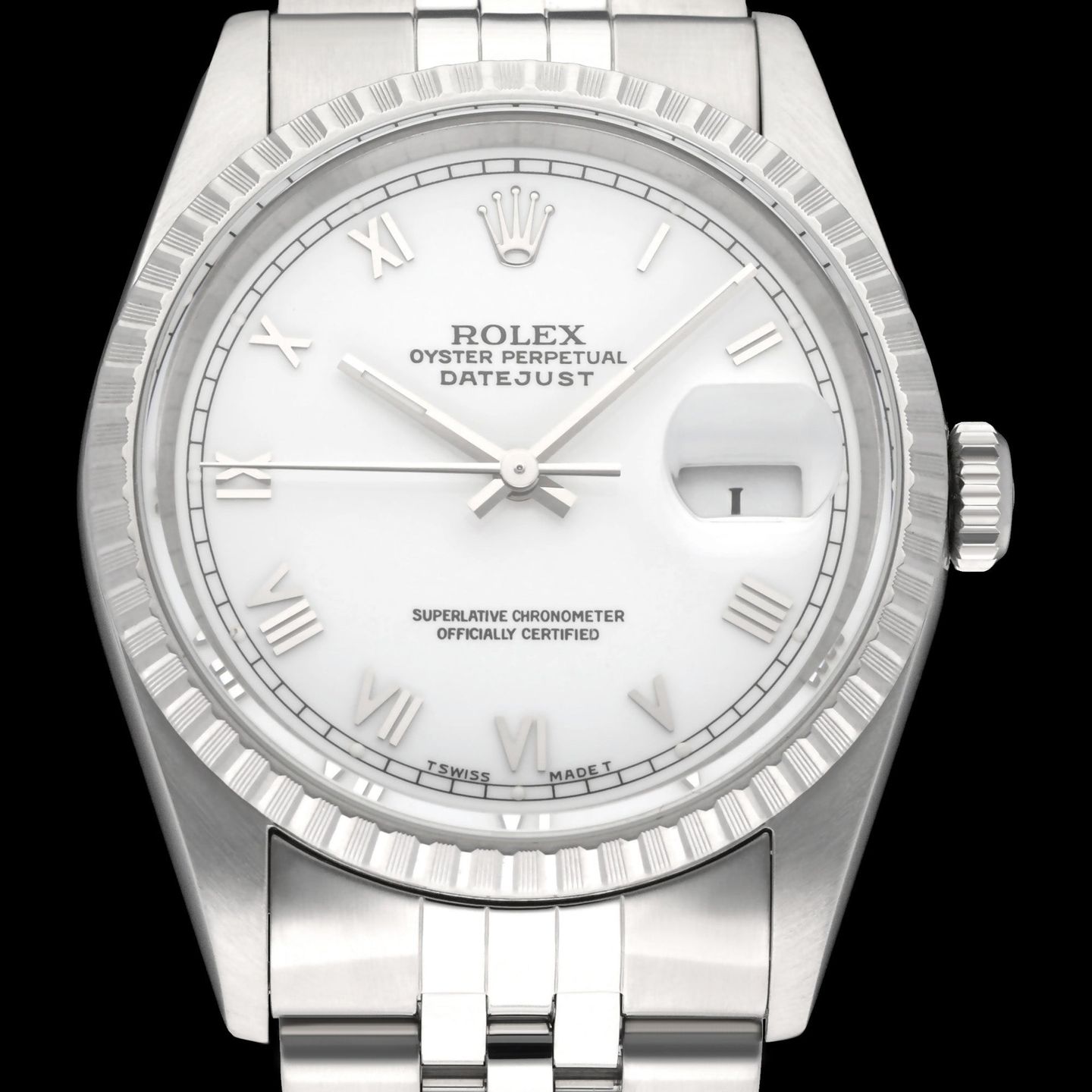 Rolex Datejust 36 16220 (2005) - Zilver wijzerplaat 36mm Staal (1/8)