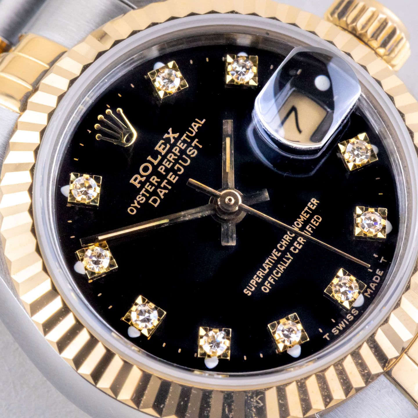 Rolex Lady-Datejust 69173 (1990) - Black dial 26 mm Gold/Steel case (2/8)