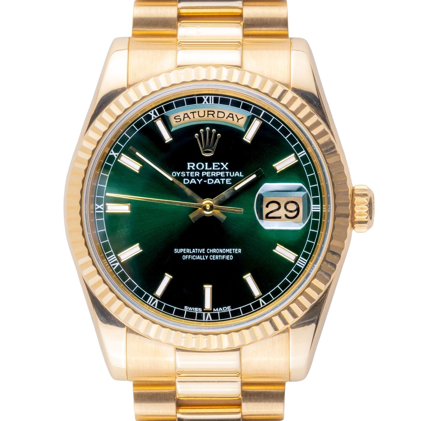 Rolex Day-Date 36 118238 (2001) - Groen wijzerplaat 36mm Geelgoud (3/8)