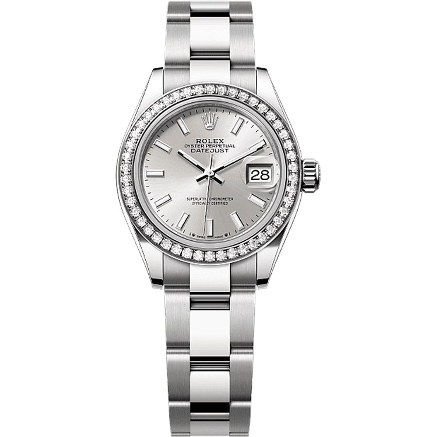 Rolex Lady-Datejust 279384RBR (2025) - Zilver wijzerplaat 28mm Staal (1/1)