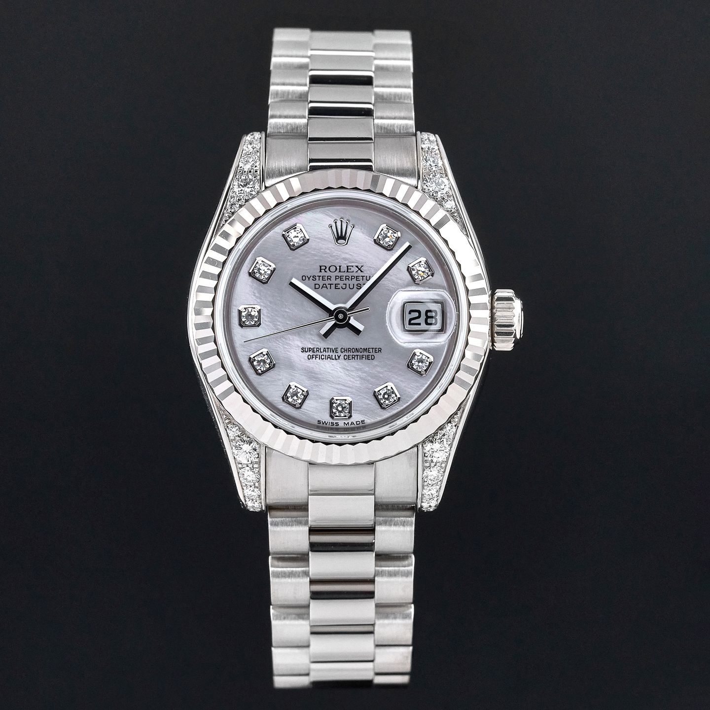 Rolex Lady-Datejust 179239 (2001) - Parelmoer wijzerplaat 26mm Witgoud (3/8)