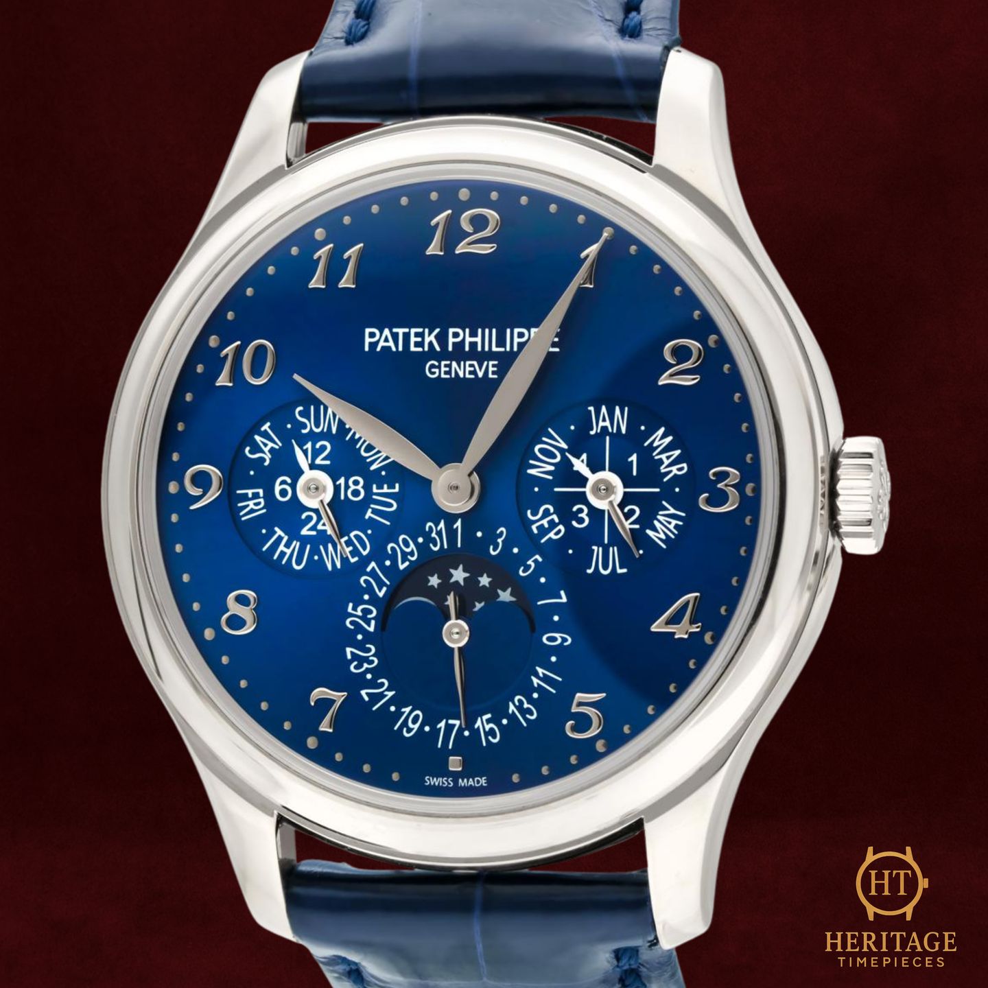 Patek Philippe Perpetual Calendar 5327G-001 (2021) - Blauw wijzerplaat 39mm Witgoud (1/8)