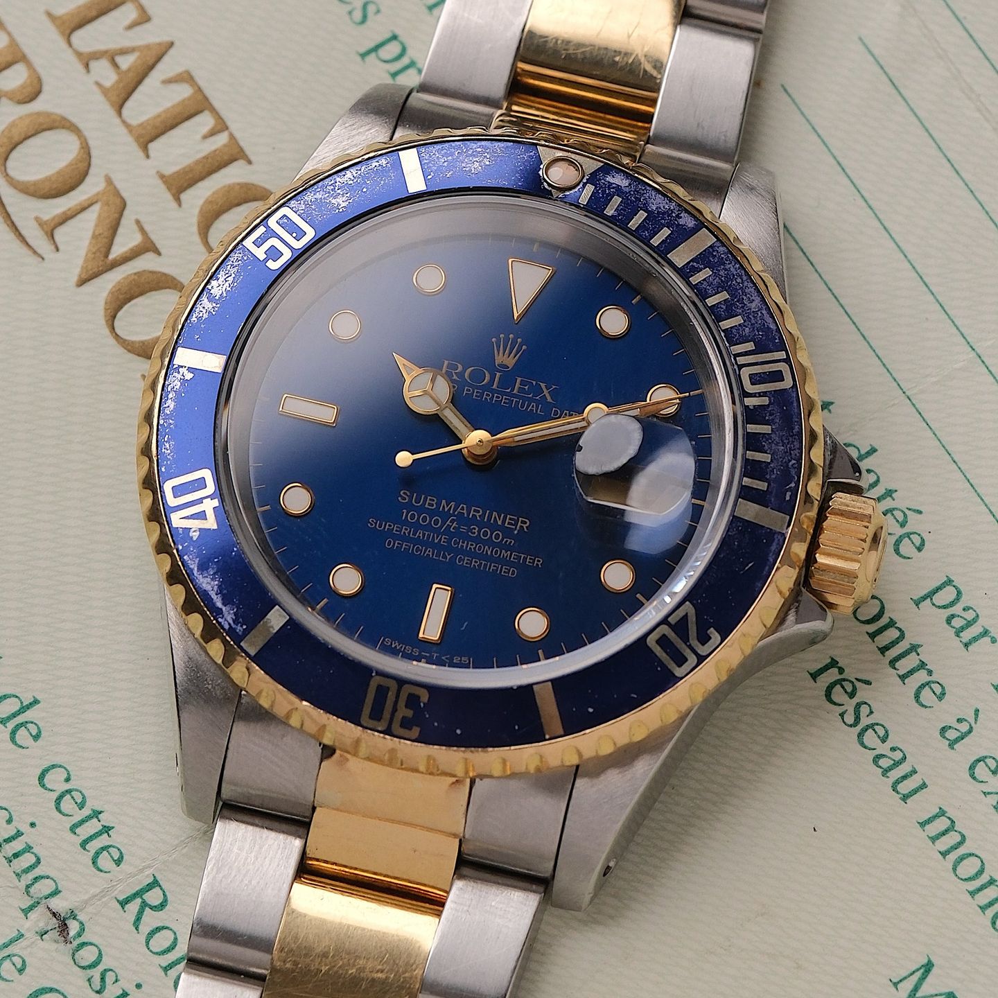 Rolex Submariner Date 16613 (1995) - 40mm Goud/Staal (3/8)