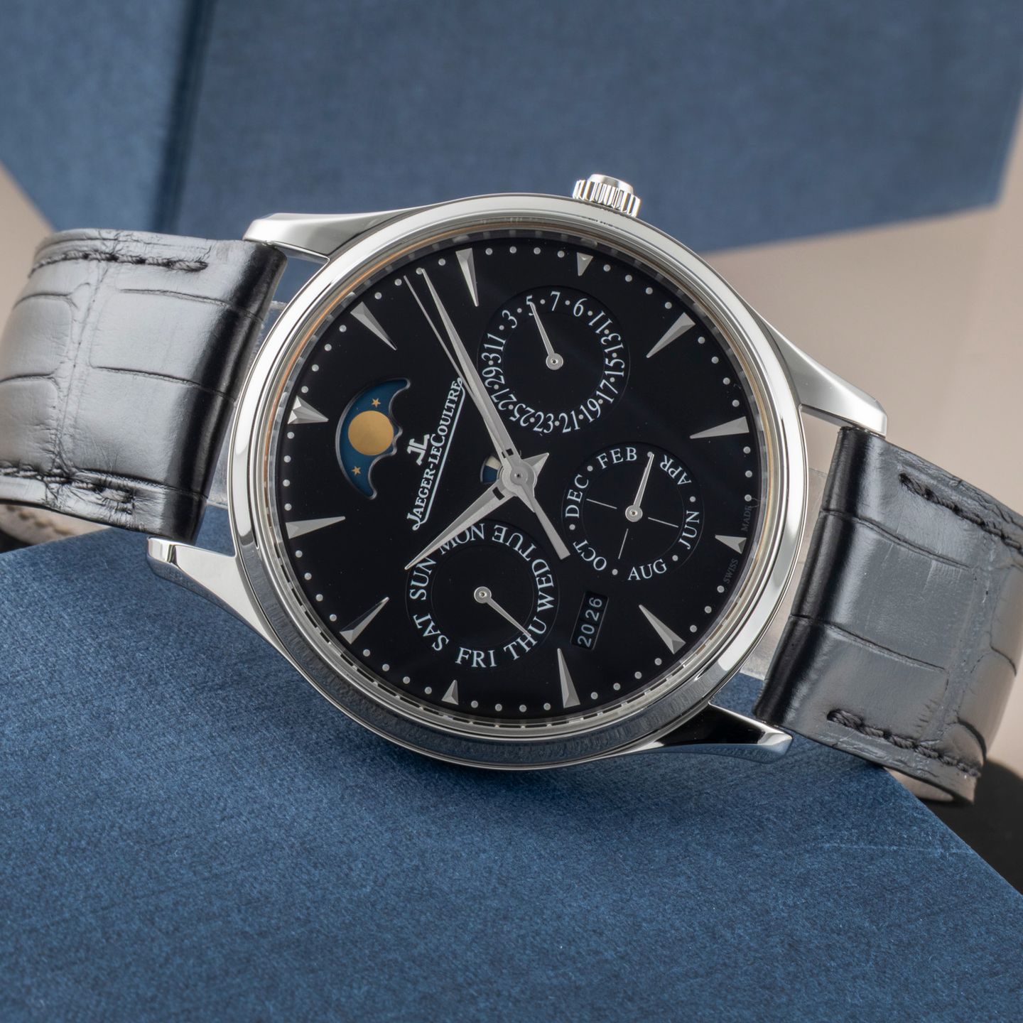 Jaeger-LeCoultre Master Ultra Thin Perpetual Q1308470 (Onbekend (willekeurig serienummer)) - Zwart wijzerplaat 39mm Staal (2/8)