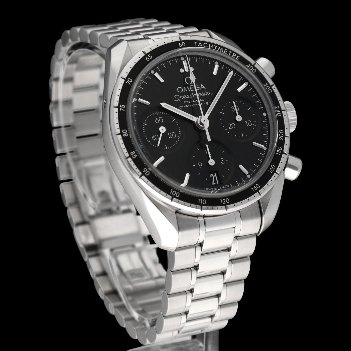 Omega Speedmaster 324.30.38.50.01.001 (2009) - Zwart wijzerplaat 38mm Staal (4/8)