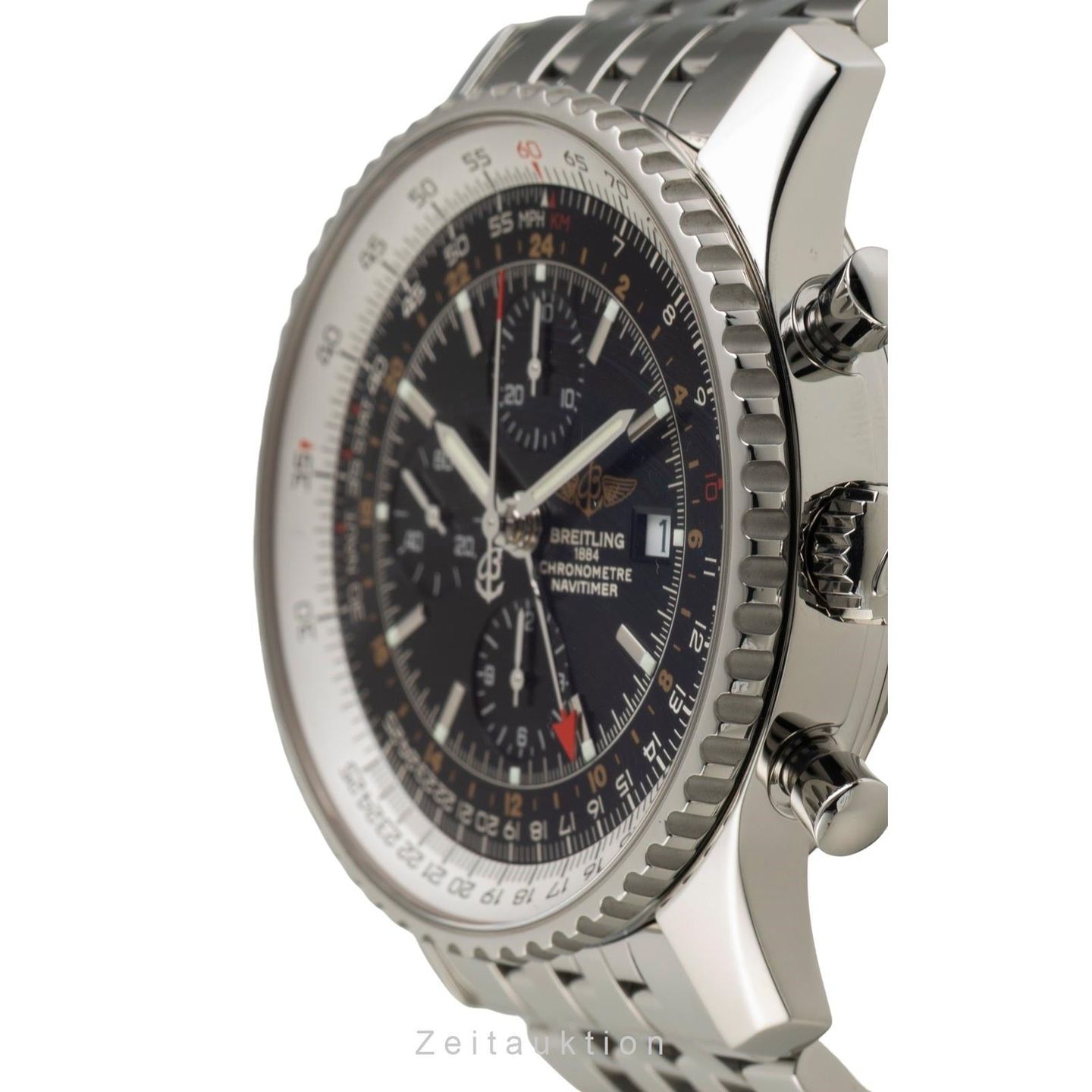Breitling Navitimer World A24322 (Onbekend (willekeurig serienummer)) - Zwart wijzerplaat 46mm Staal (5/8)
