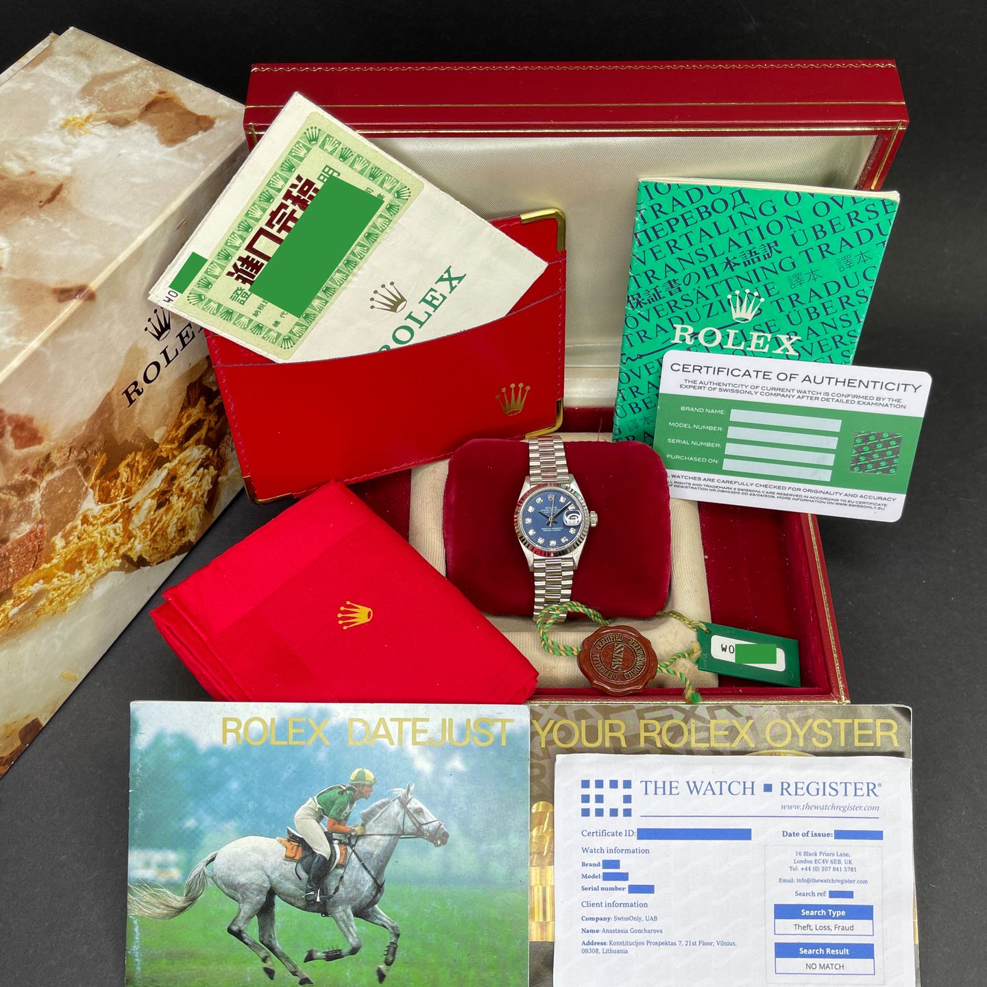 Rolex Lady-Datejust 69179 (1995) - Blue dial 26 mm White Gold case (3/8)