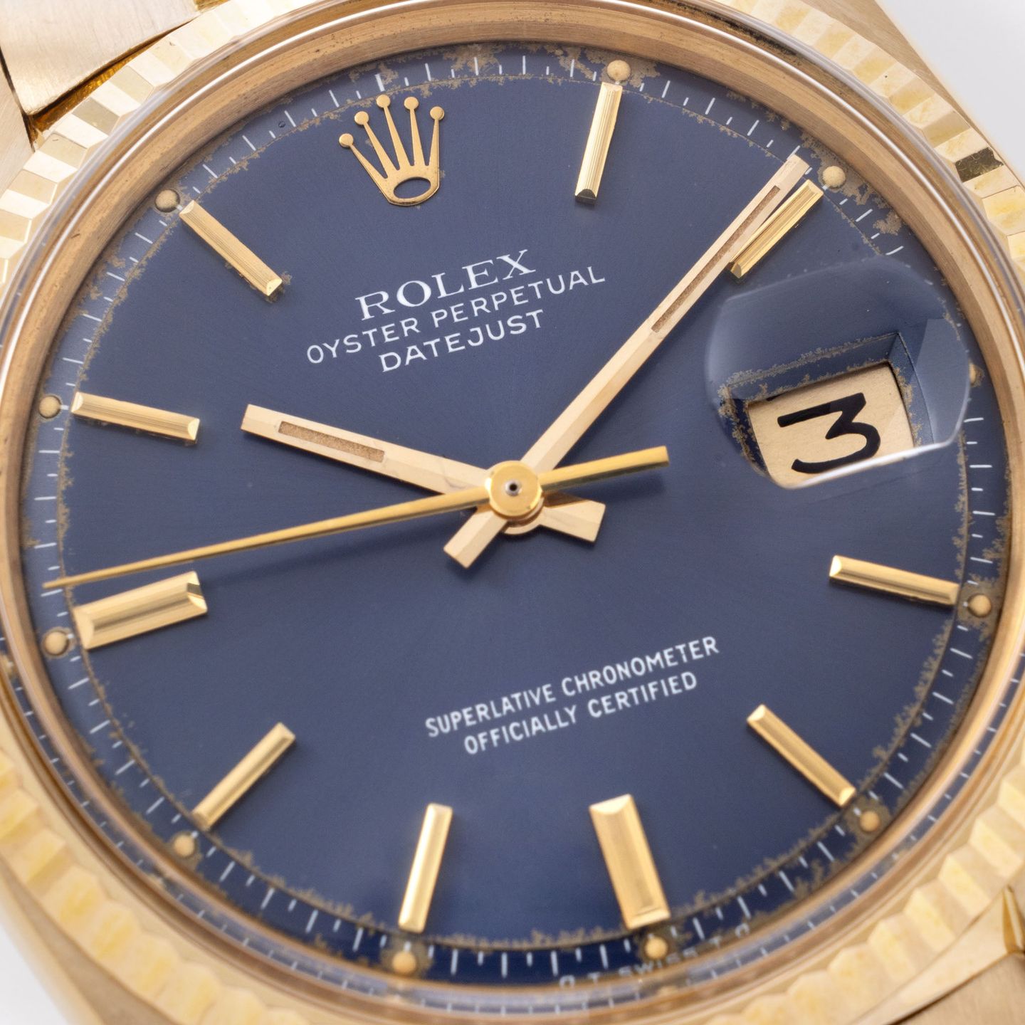 Rolex Datejust 1601/8 (1974) - Blauw wijzerplaat 36mm Geelgoud (3/8)