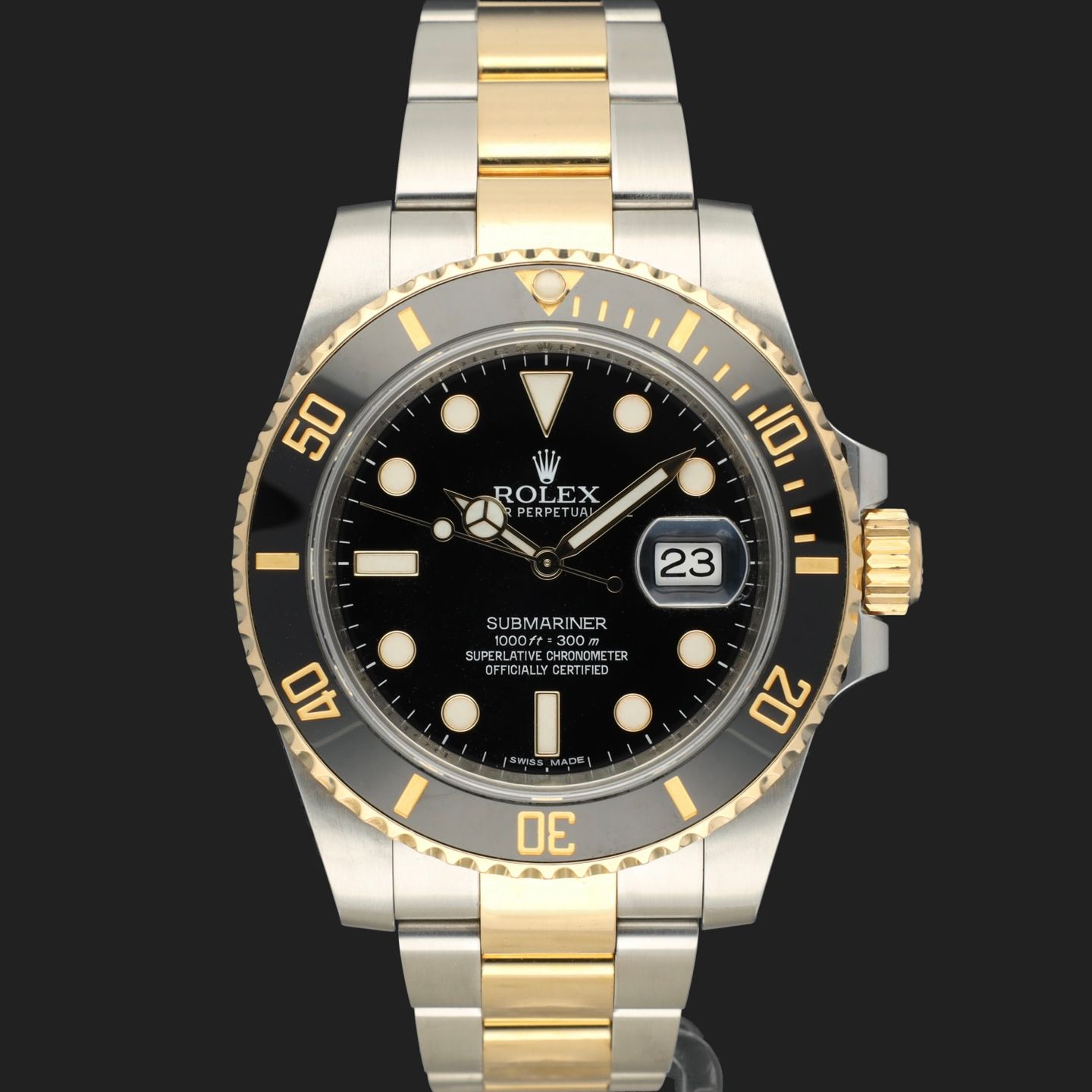 Rolex Submariner Date 116613LN (2014) - Zwart wijzerplaat 40mm Goud/Staal (3/8)