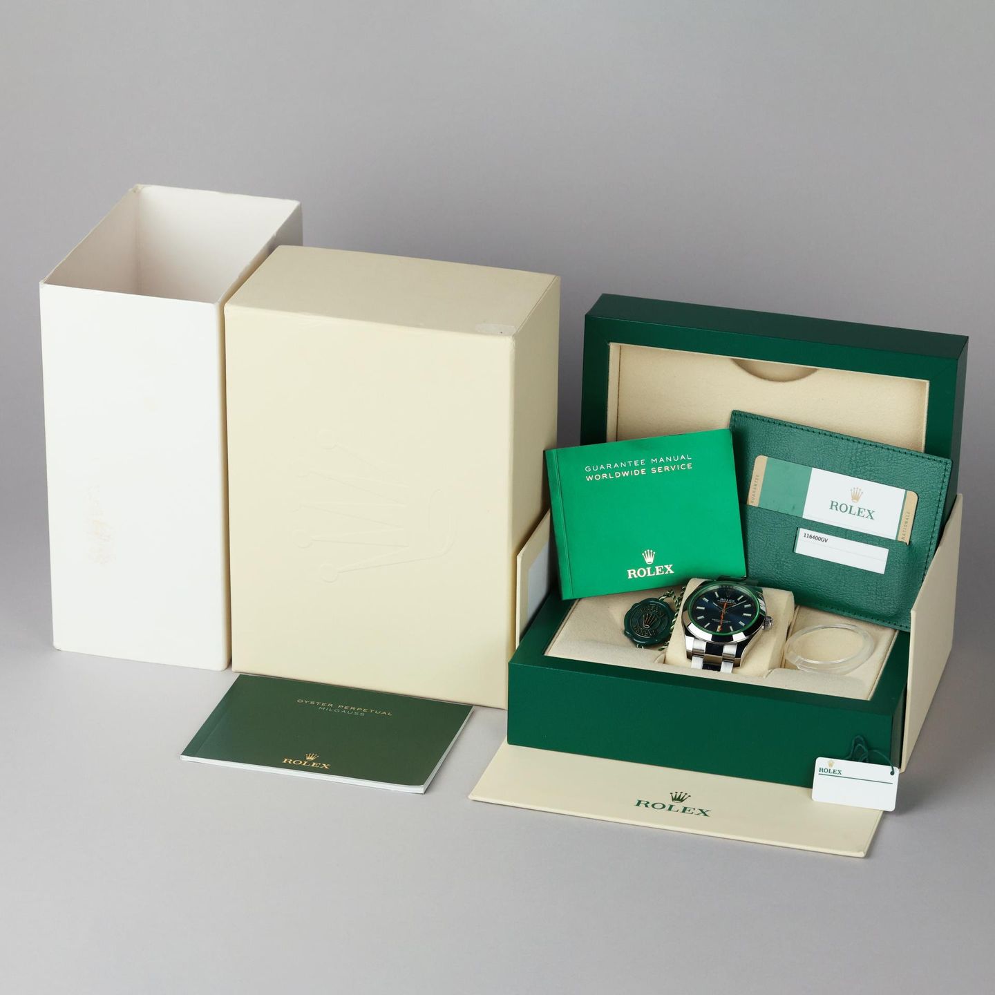 Rolex Milgauss 116400GV (2020) - 40mm Staal (8/8)