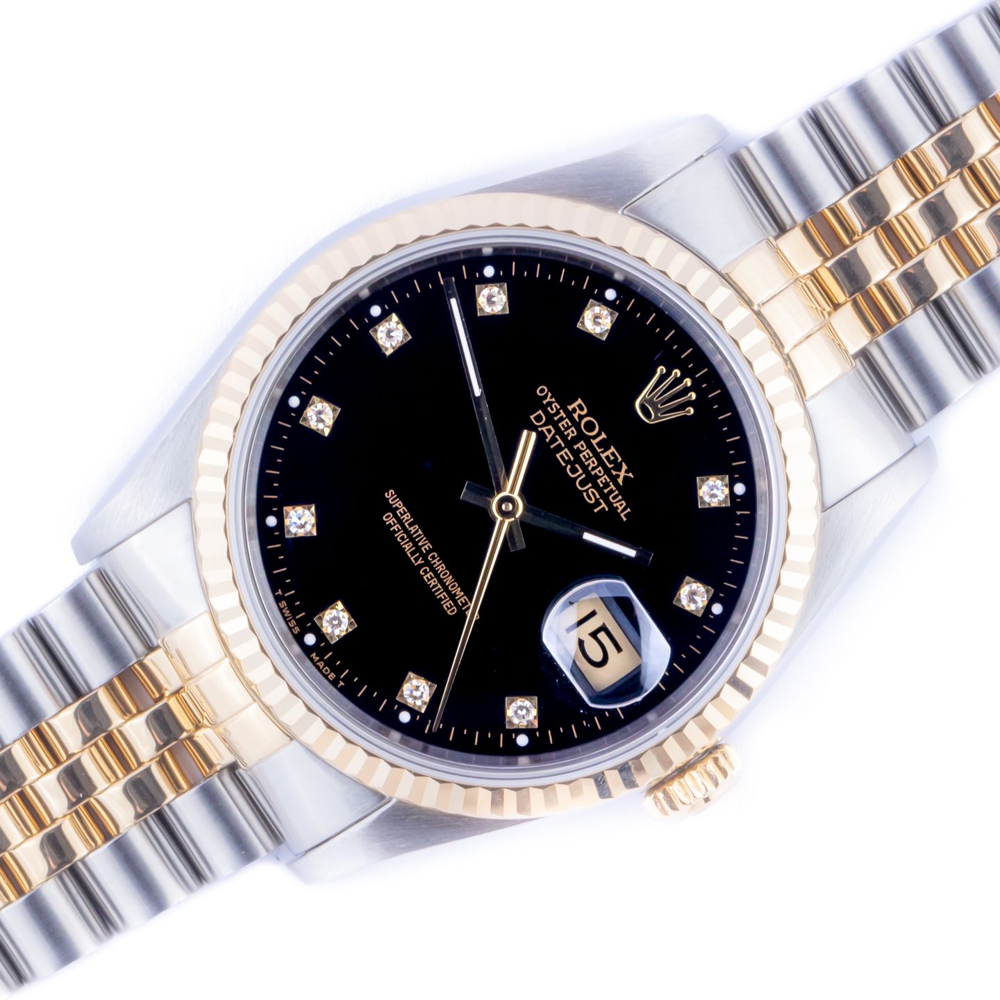 Rolex Datejust 36 16233 (1991) - Black dial 36 mm Gold/Steel case (1/8)