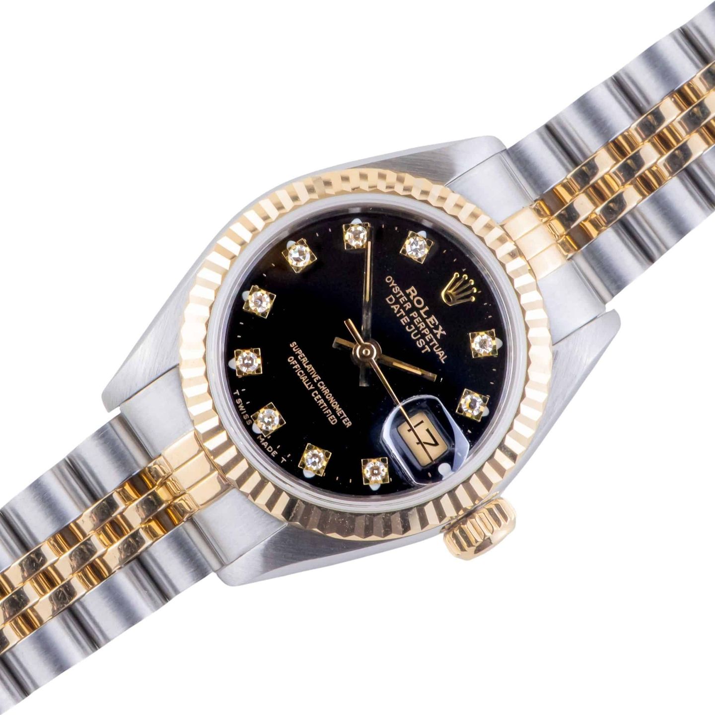 Rolex Lady-Datejust 69173 (1990) - Black dial 26 mm Gold/Steel case (1/8)