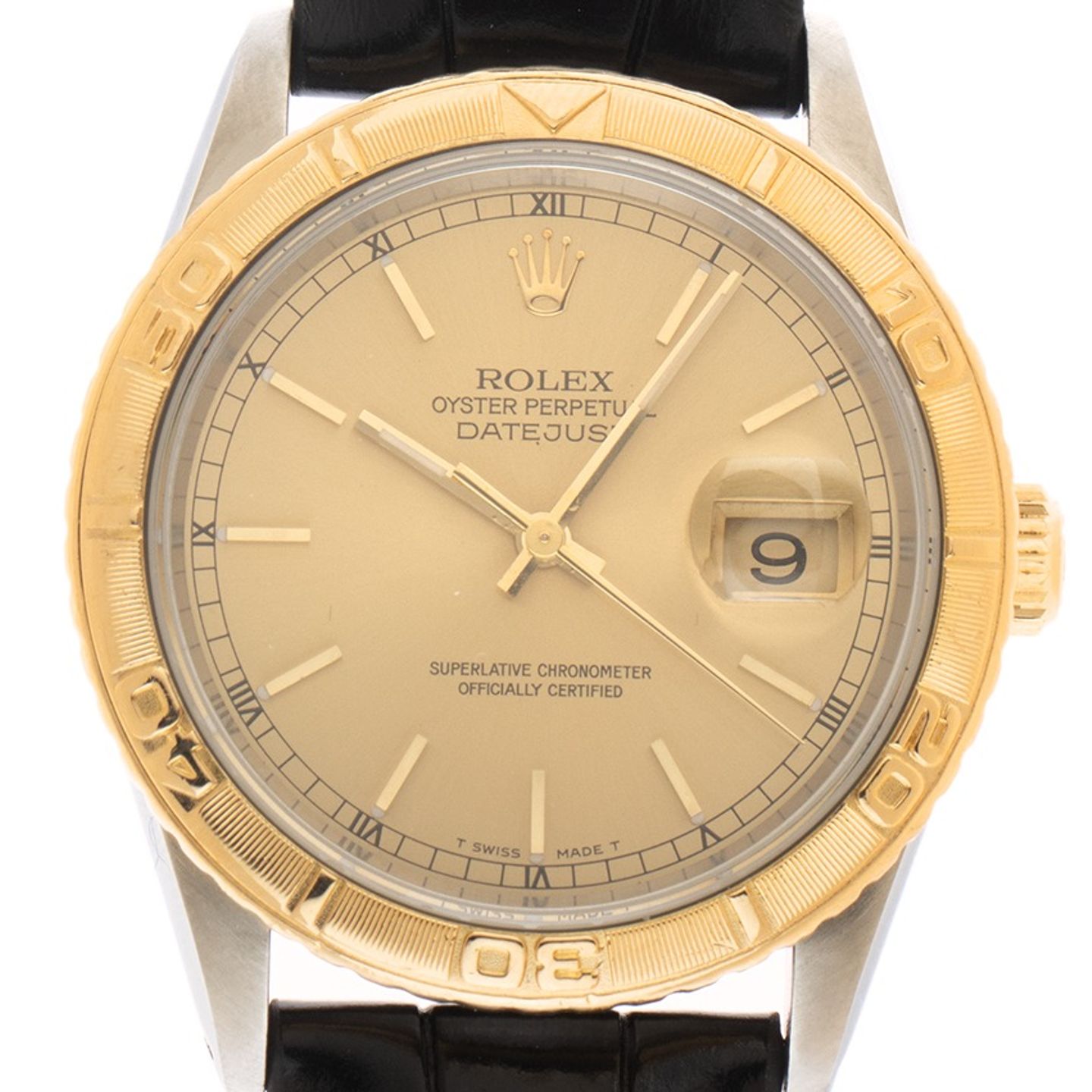Rolex Datejust Turn-O-Graph 16263 (1993) - Champagne wijzerplaat 36mm Goud/Staal (1/8)