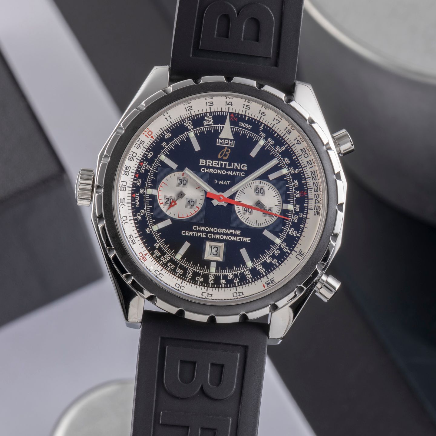Breitling Chrono-Matic A41360 BRESCIA (Unknown (random serial)) - Blue dial 49 mm Steel case (3/8)