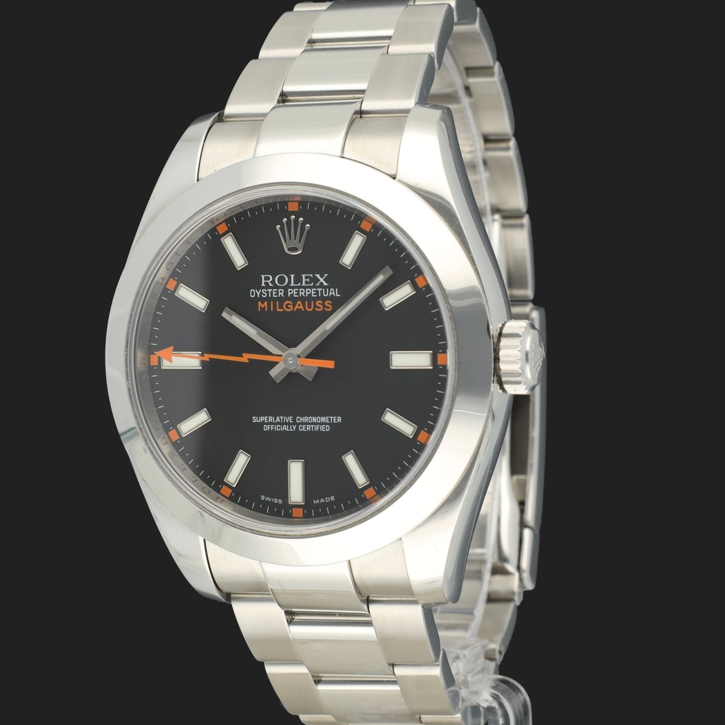 Rolex Milgauss 116400 (2009) - Zwart wijzerplaat 40mm Staal (1/8)