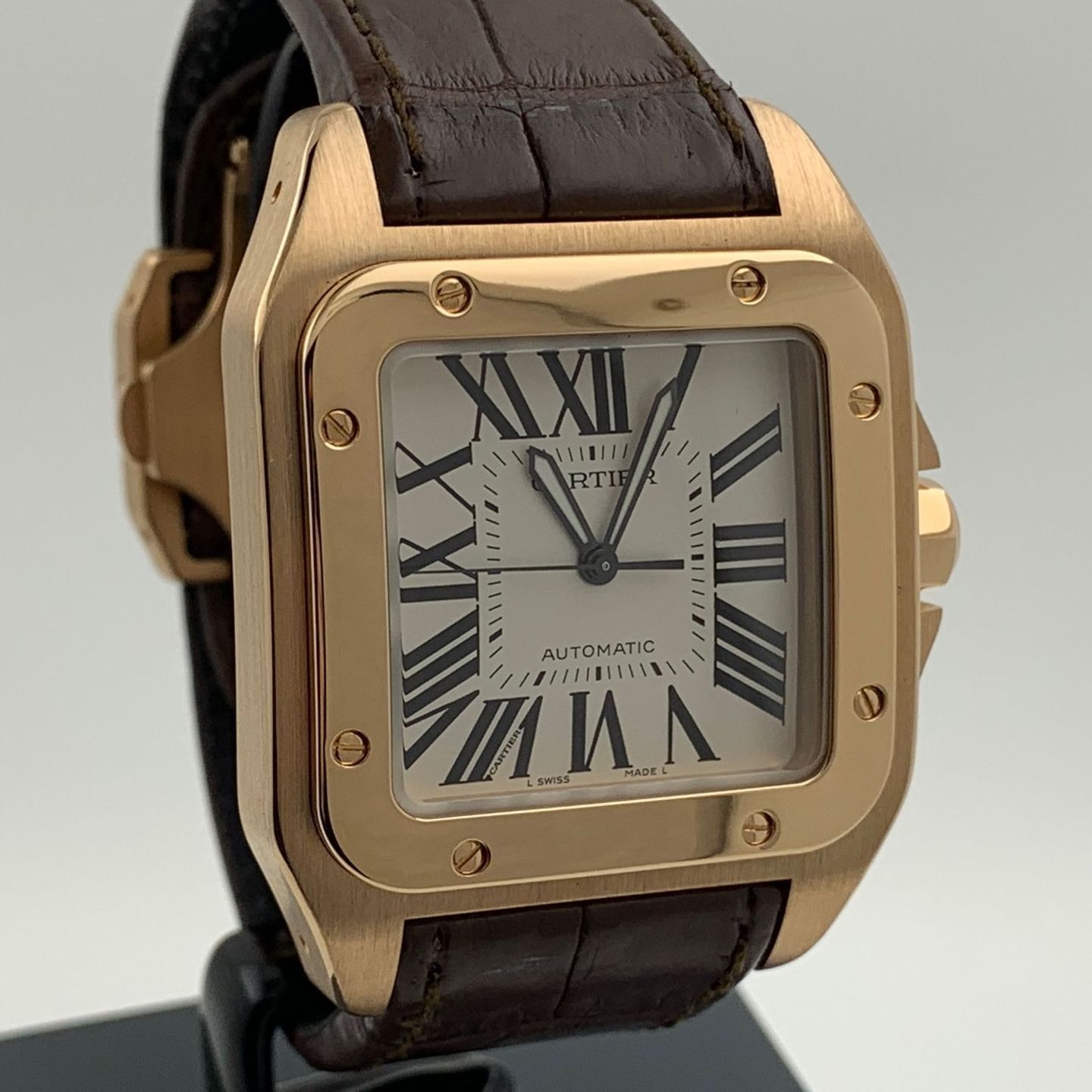 Cartier Santos 100 2792 (Unknown (random serial)) - White dial 41 mm Rose Gold case (2/8)