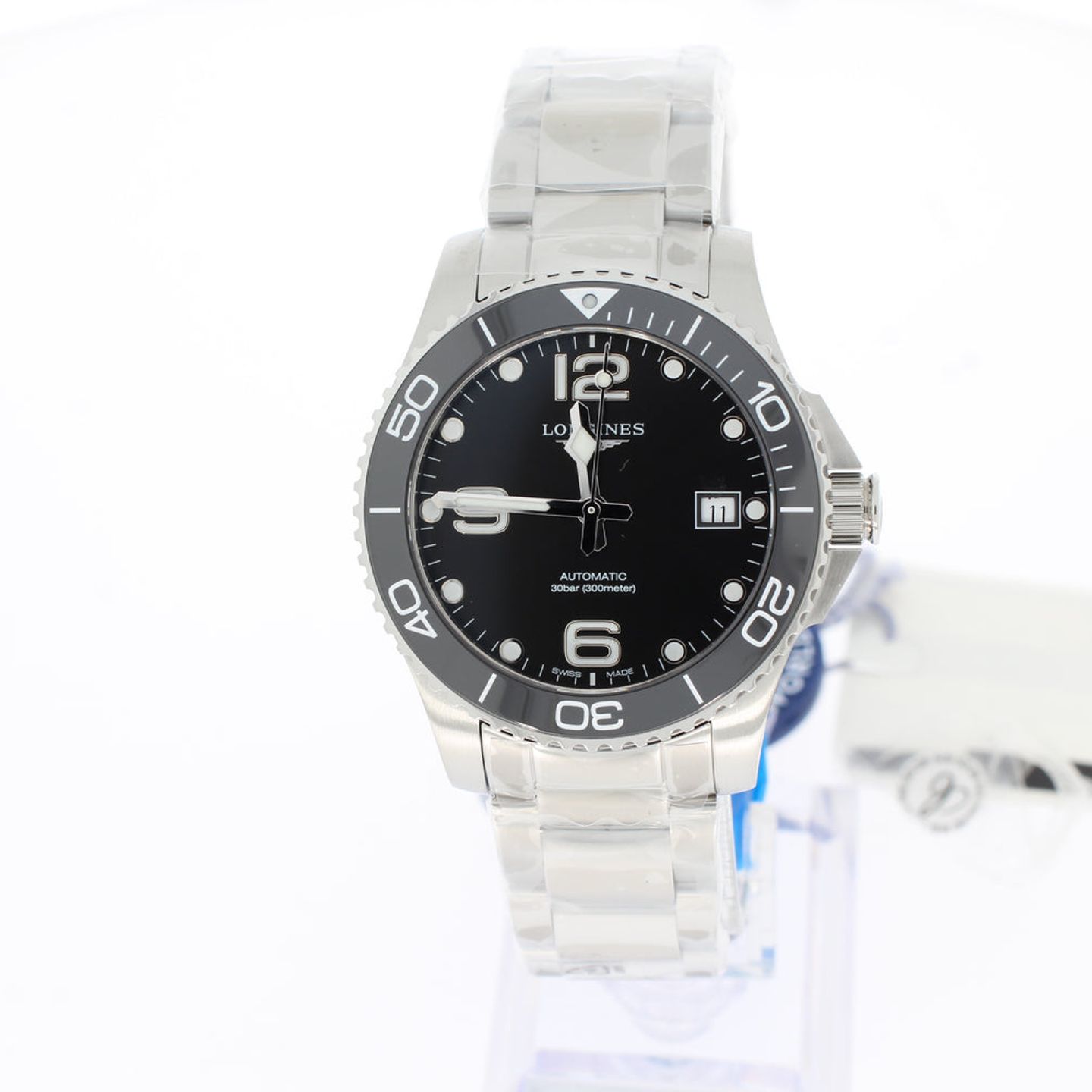 Longines HydroConquest L3.780.4.56.6 (2024) - Zwart wijzerplaat 39mm Staal (1/4)