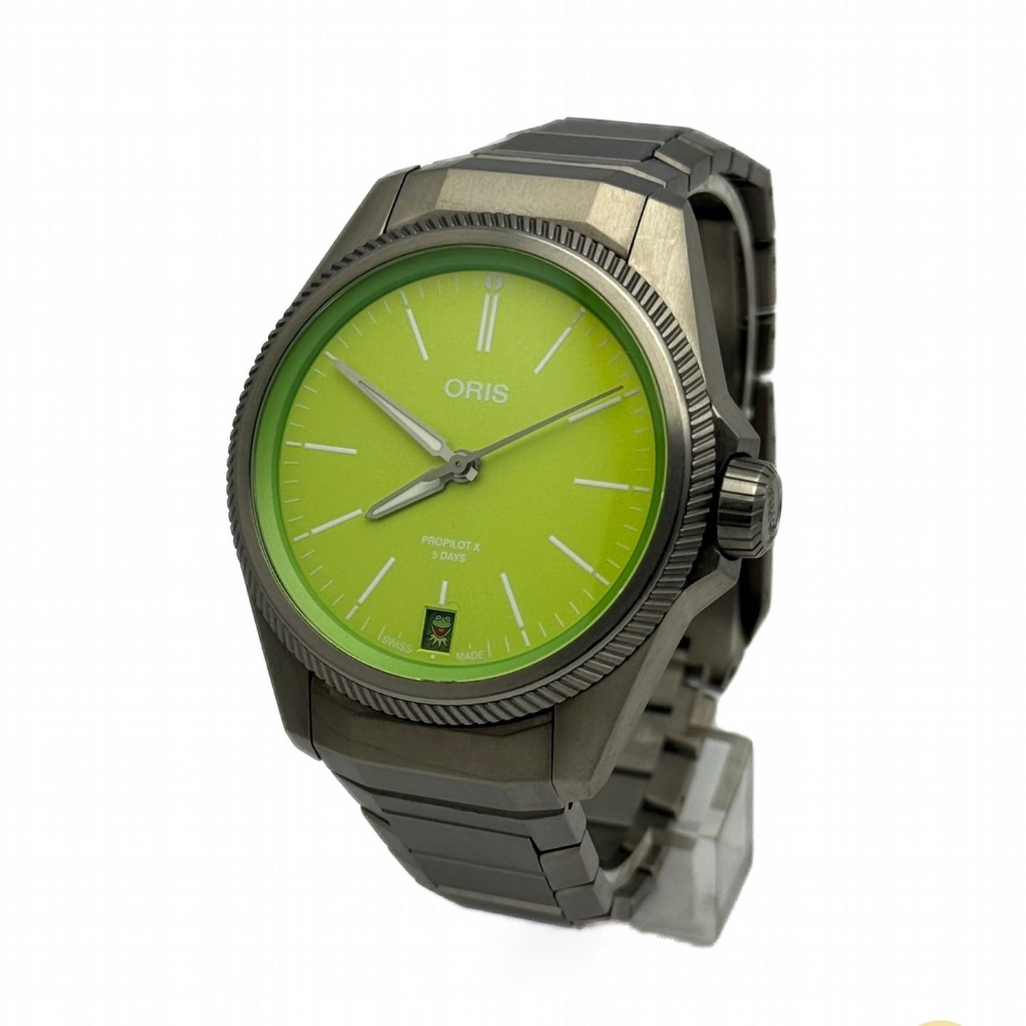Oris ProPilot X 01 400 7778 7157-Set 05PEB (2023) - Groen wijzerplaat 39mm Titanium (1/8)