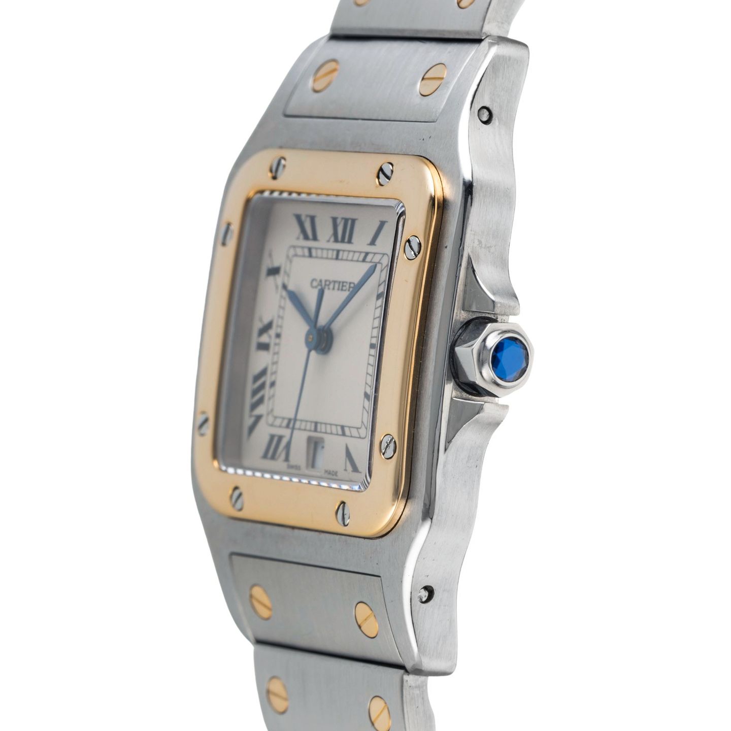 Cartier Santos Galbée W20011C4 (1991) - Silver dial 29 mm Gold/Steel case (6/8)