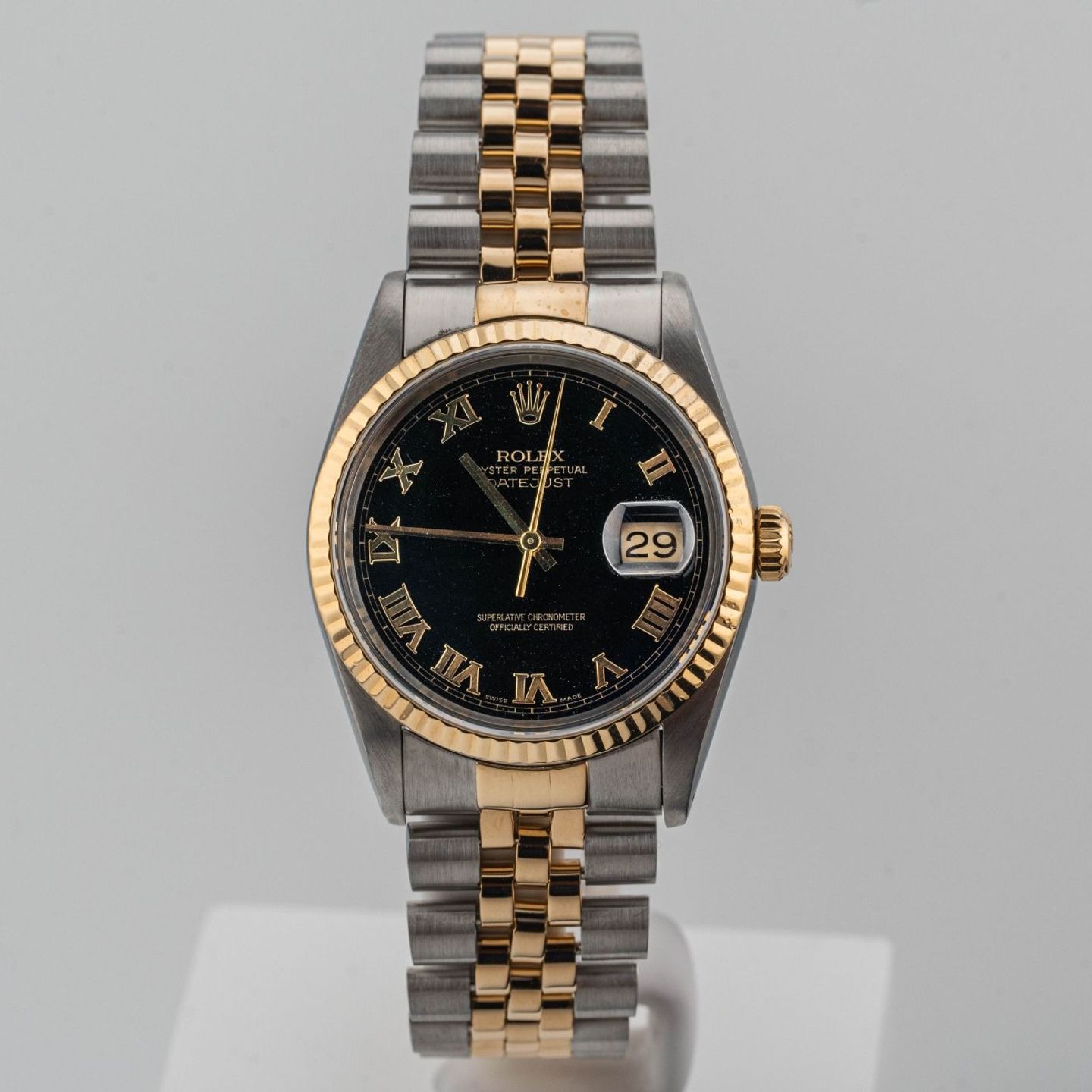 Rolex Datejust 36 16233 (1995) - Zwart wijzerplaat 36mm Goud/Staal (1/8)