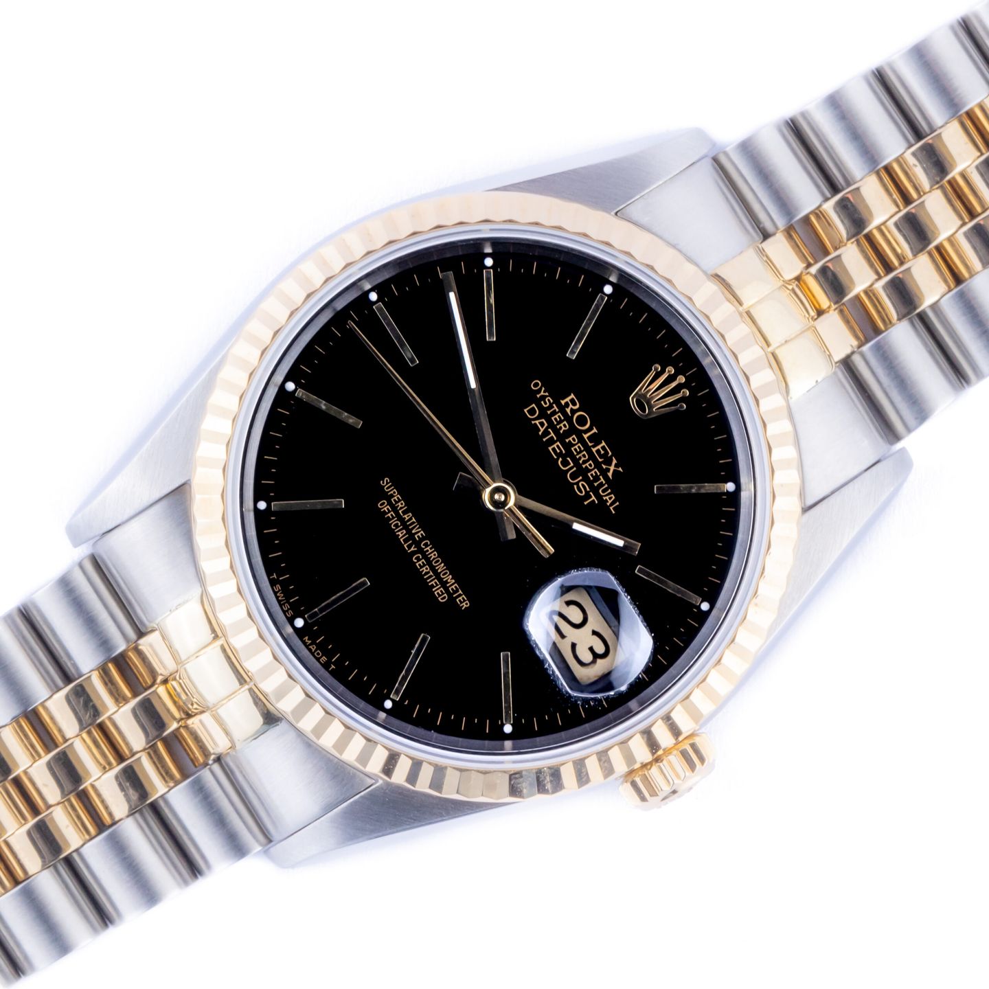 Rolex Datejust 36 16233 (1994) - Black dial 36 mm Gold/Steel case (1/8)