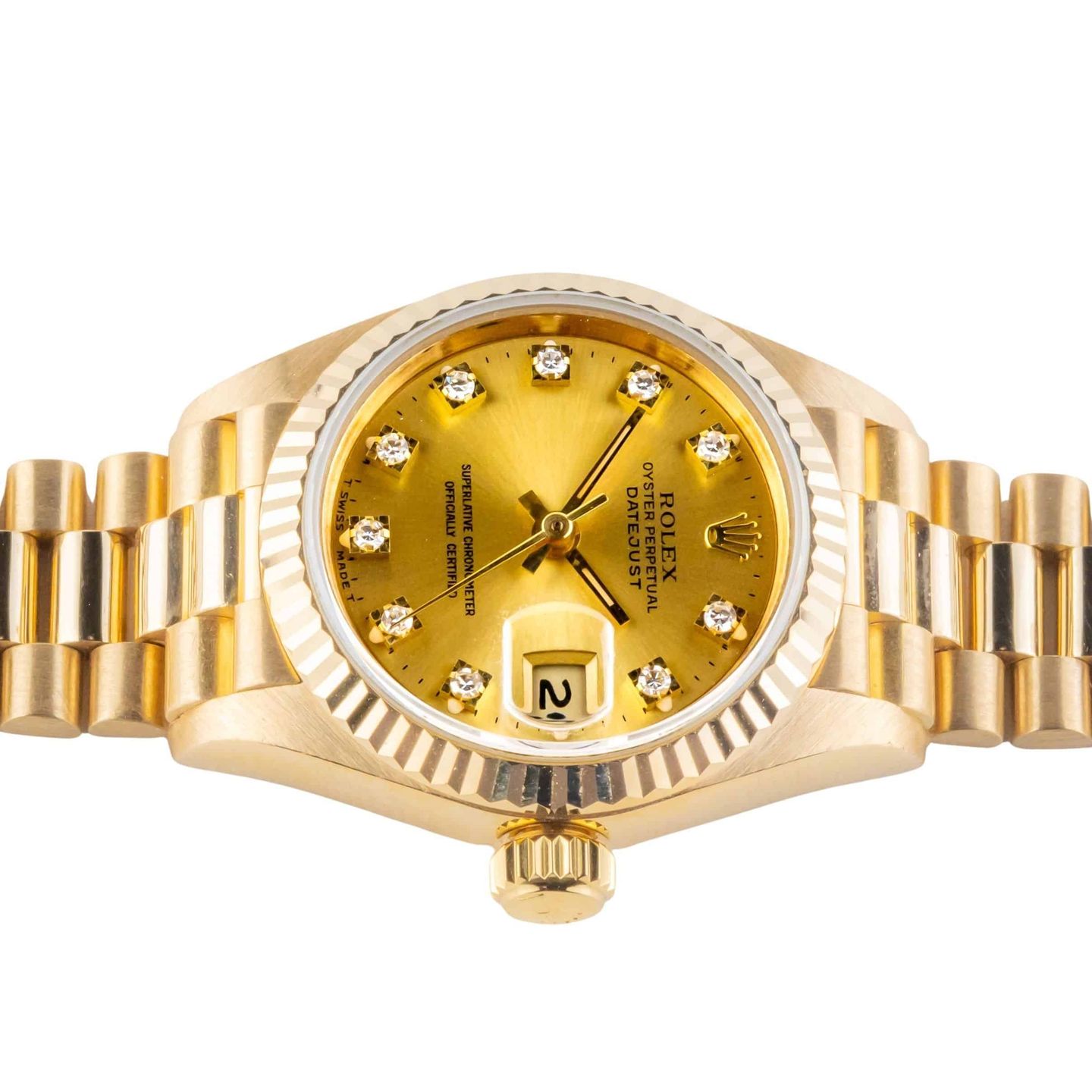 Rolex Lady-Datejust 69178 (1988) - Champagne dial 26 mm Yellow Gold case (6/8)