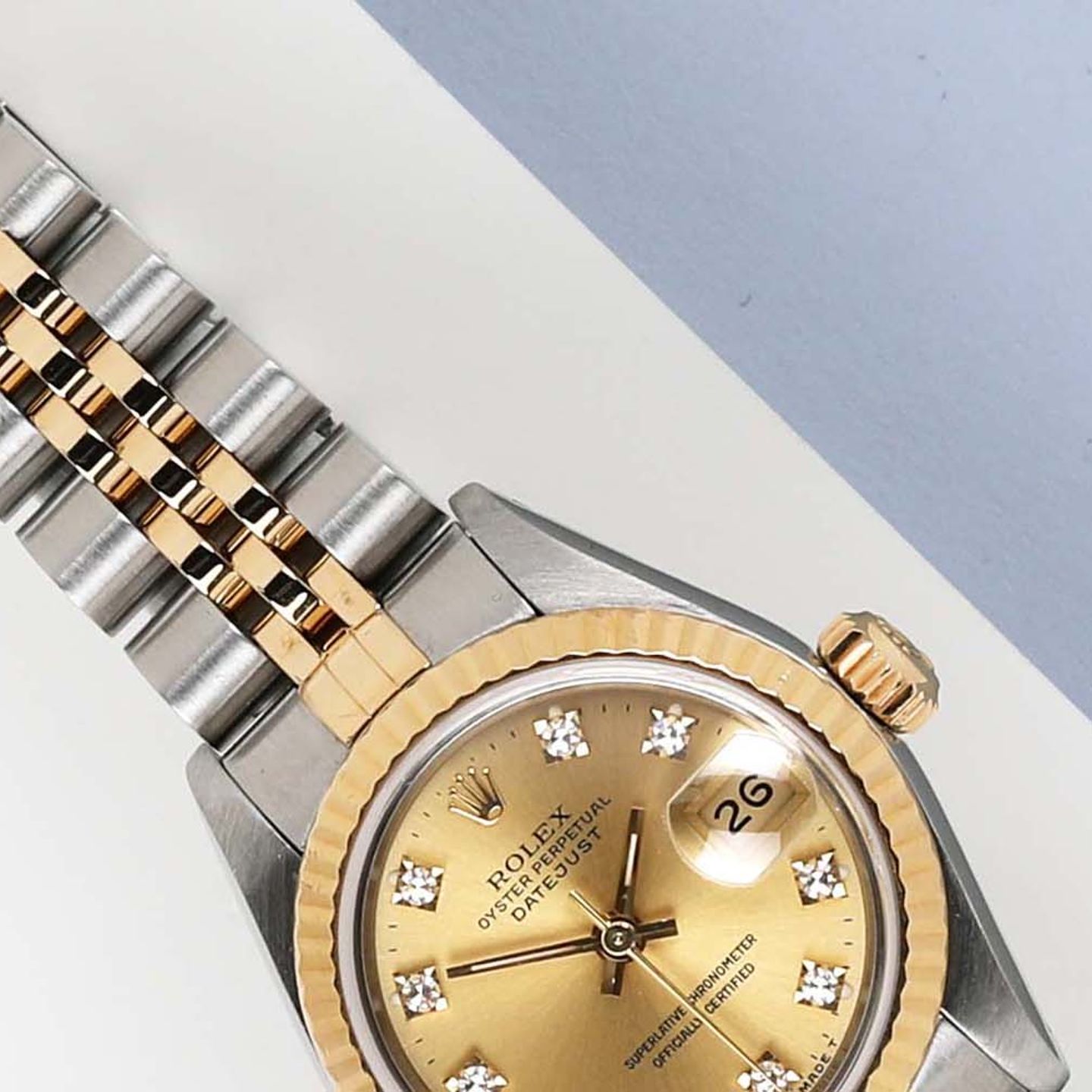 Rolex Lady-Datejust 69173 (1994) - Champagne dial 26 mm Gold/Steel case (3/8)