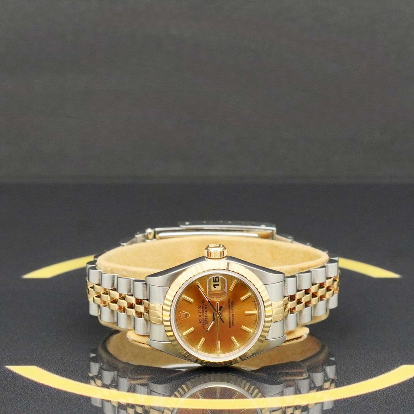 Rolex Lady-Datejust 69173 (1995) - Orange dial 26 mm Gold/Steel case (4/6)